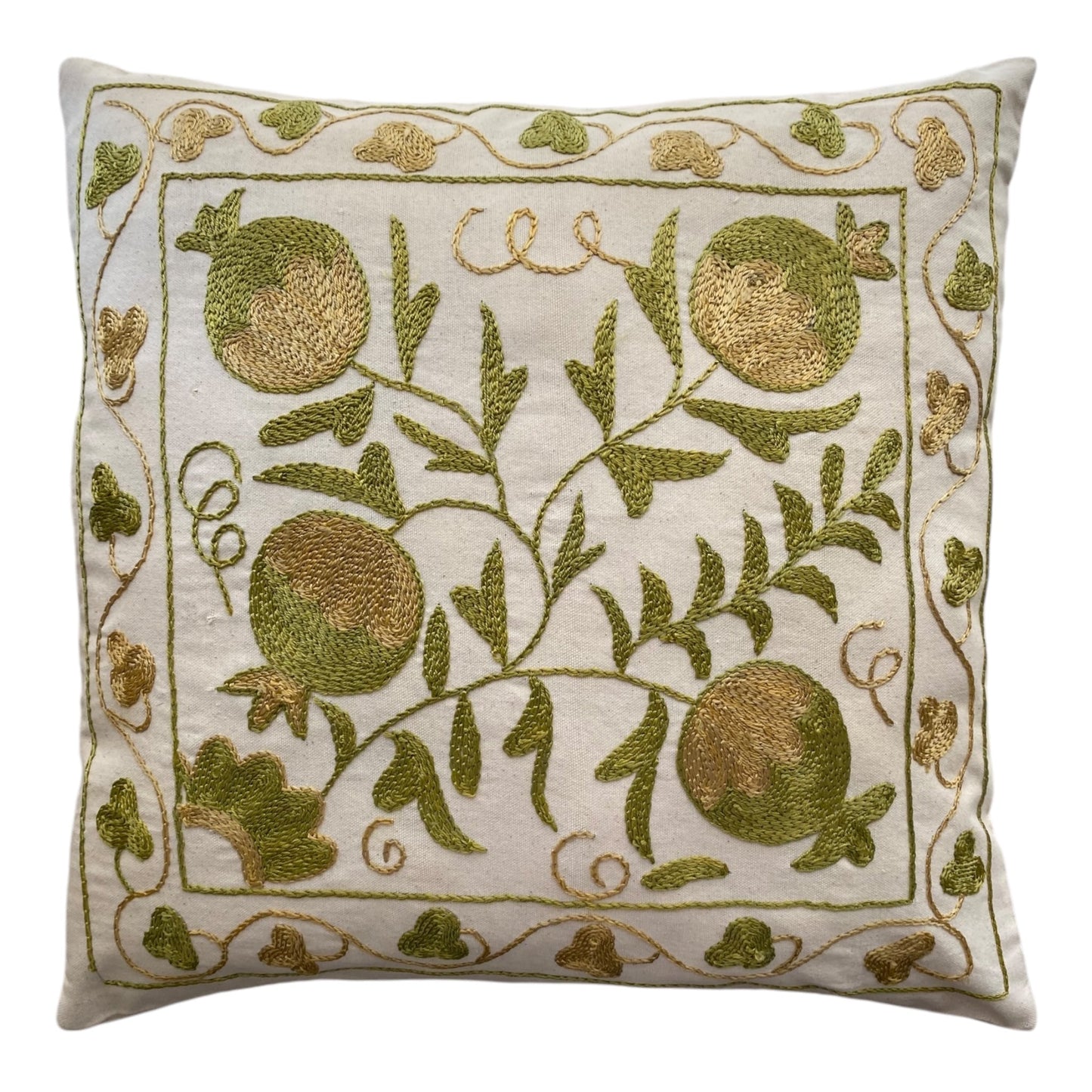 Green Suzani Pillow / Cushion Cover - Kilim Art Gallery