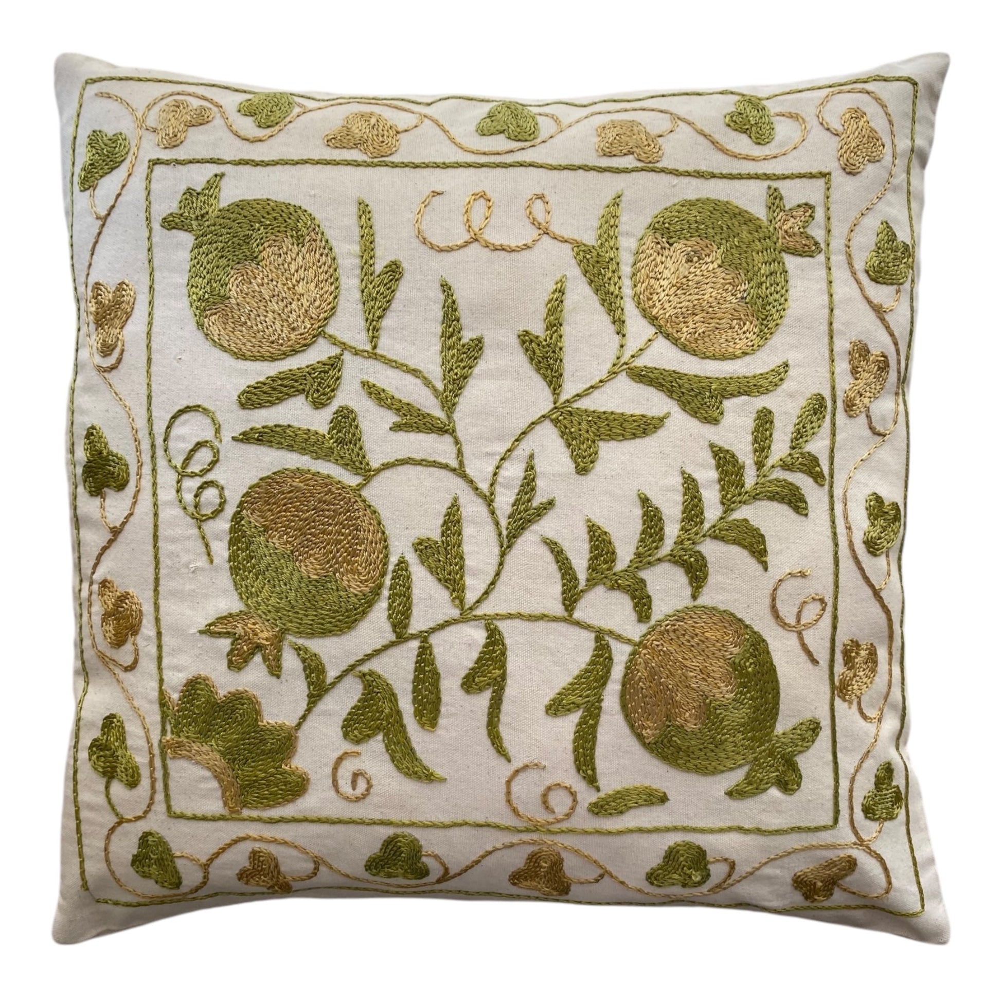 Green Suzani Pillow / Cushion Cover - Kilim Art Gallery
