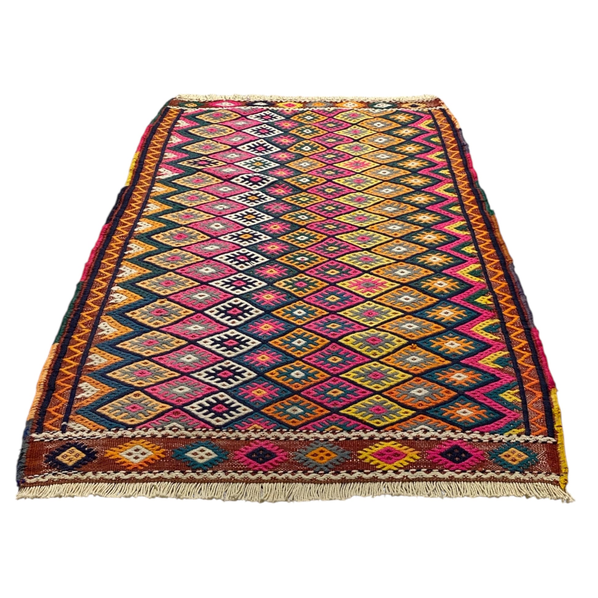 Hand Embroidered Intricate Design Turkish Kilim Rug - Kilim Art Gallery