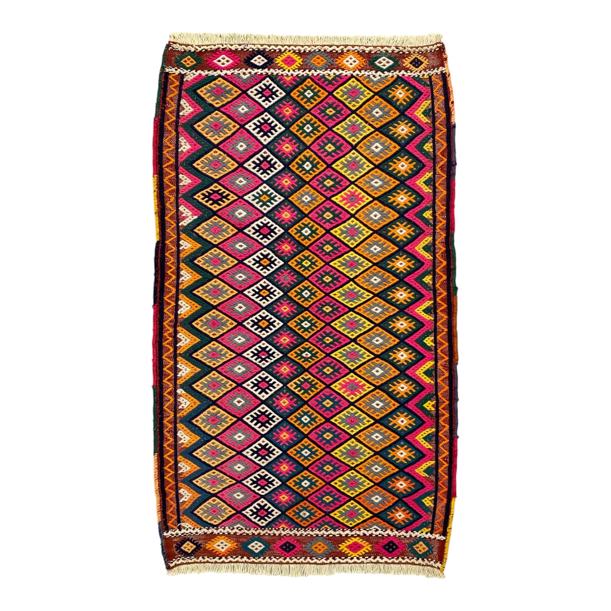 Hand Embroidered Intricate Design Turkish Kilim Rug - Kilim Art Gallery