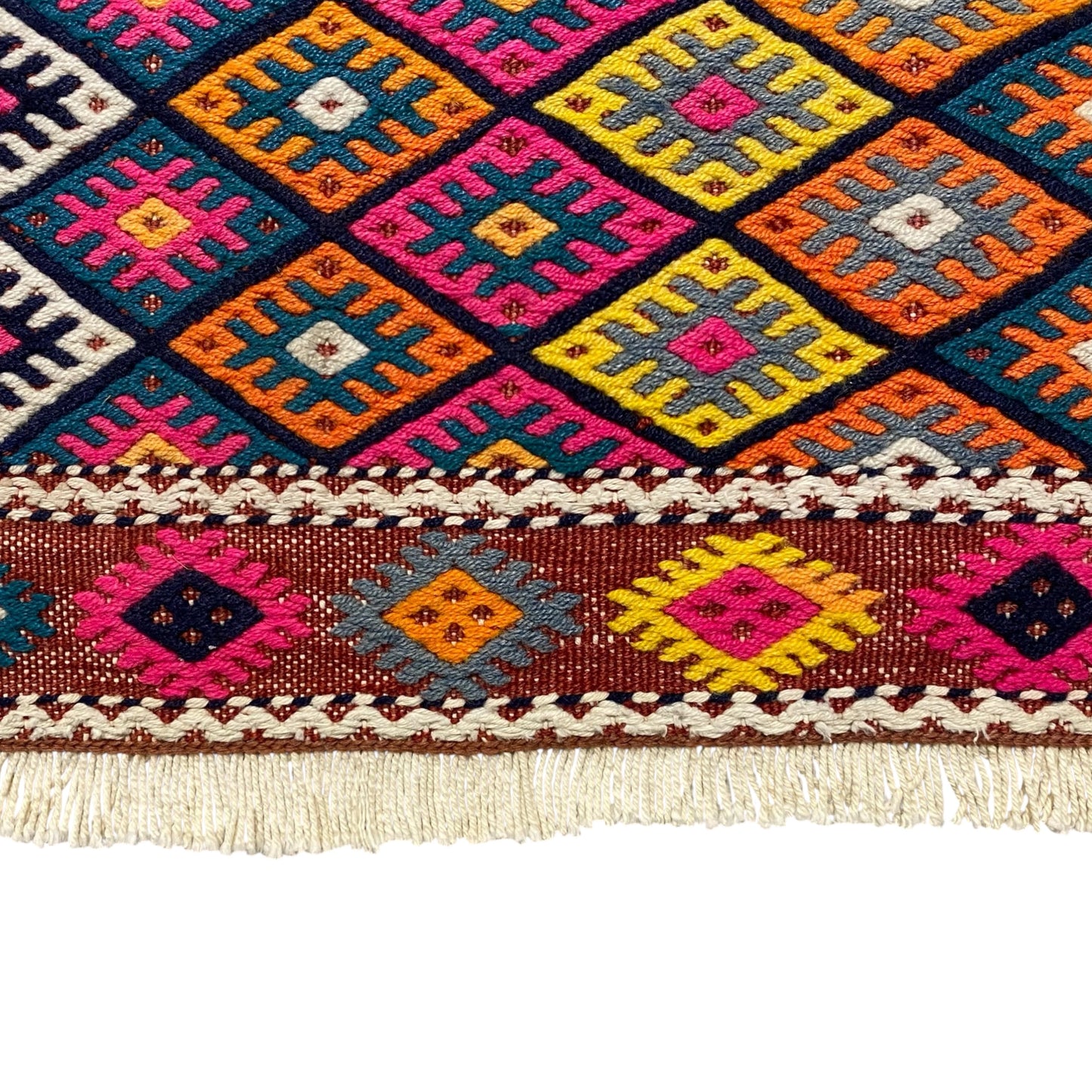 Hand Embroidered Intricate Design Turkish Kilim Rug - Kilim Art Gallery
