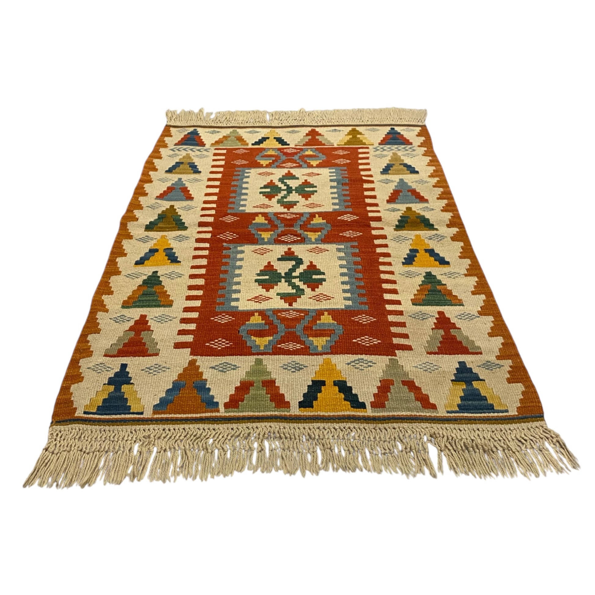 Handmade Kilim Rug Terracotta Color - Kilim Art Gallery