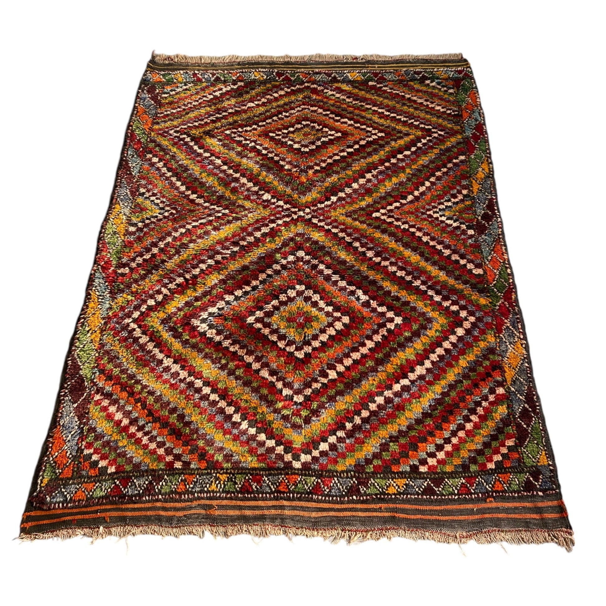 Konya Hasandag Checkered Design Yatak Sleeeping Rug - Kilim Art Gallery