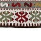 Detailed horizontal pattern band on vintage Kula Ghordes prayer kilim rug