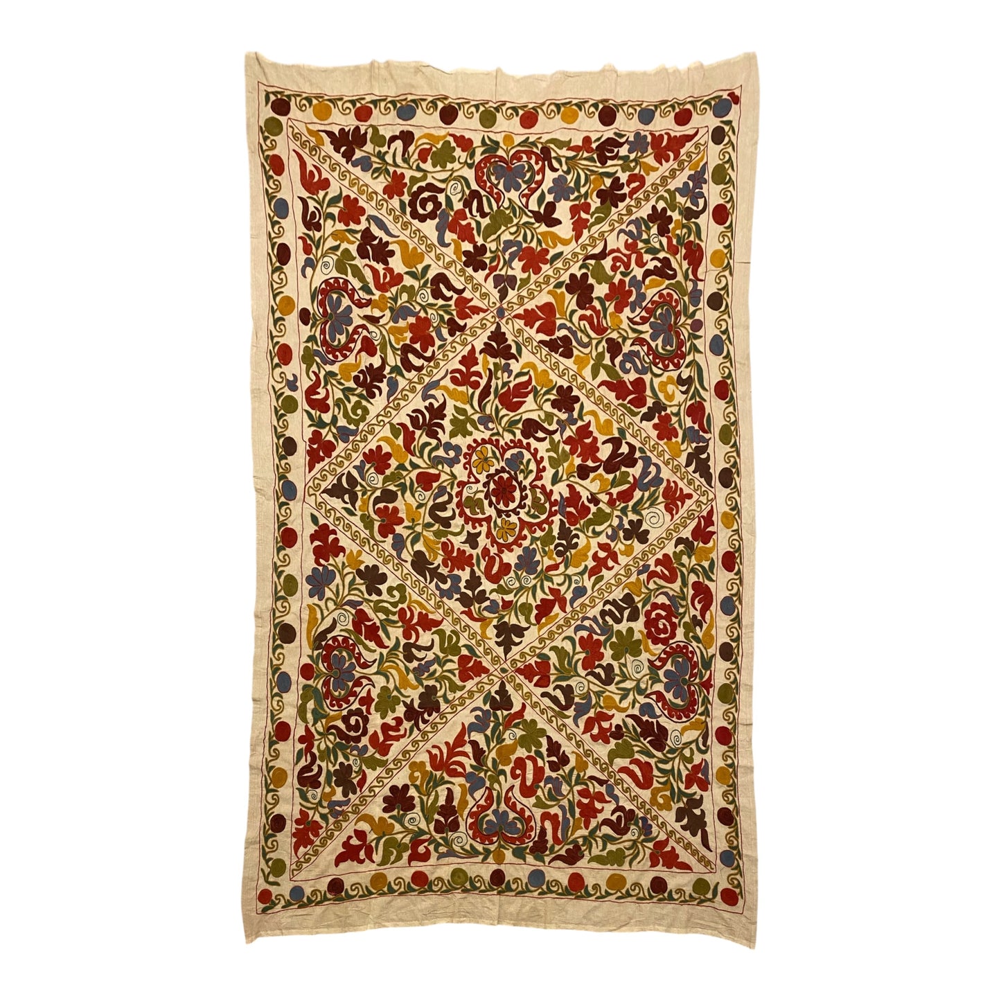 Large Suzani Throw Bed / Table Spread, Blanket, Wall Hanging - Kilim Art Gallery