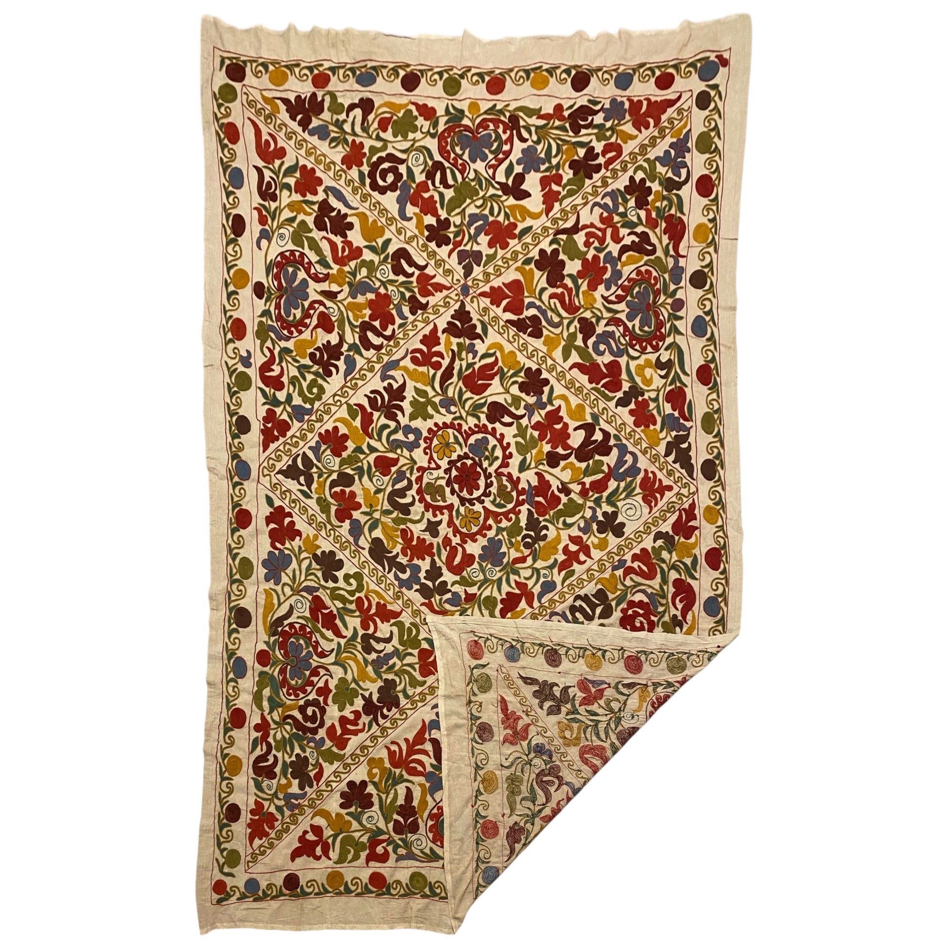 Large Suzani Throw Bed / Table Spread, Blanket, Wall Hanging - Kilim Art Gallery