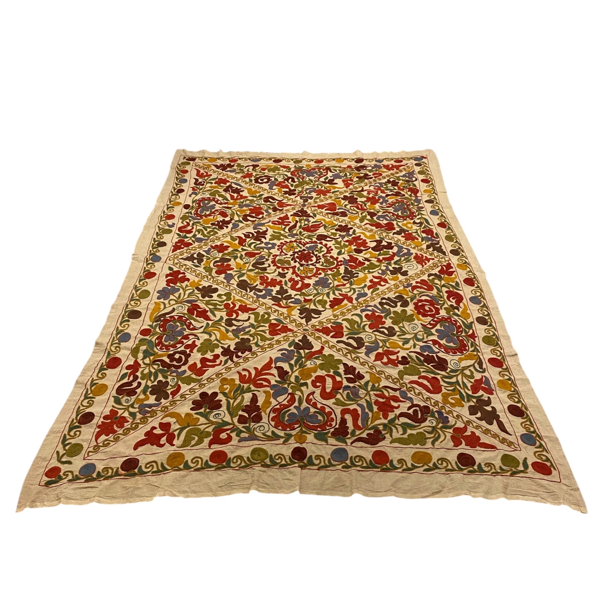Large Suzani Throw Bed / Table Spread, Blanket, Wall Hanging - Kilim Art Gallery