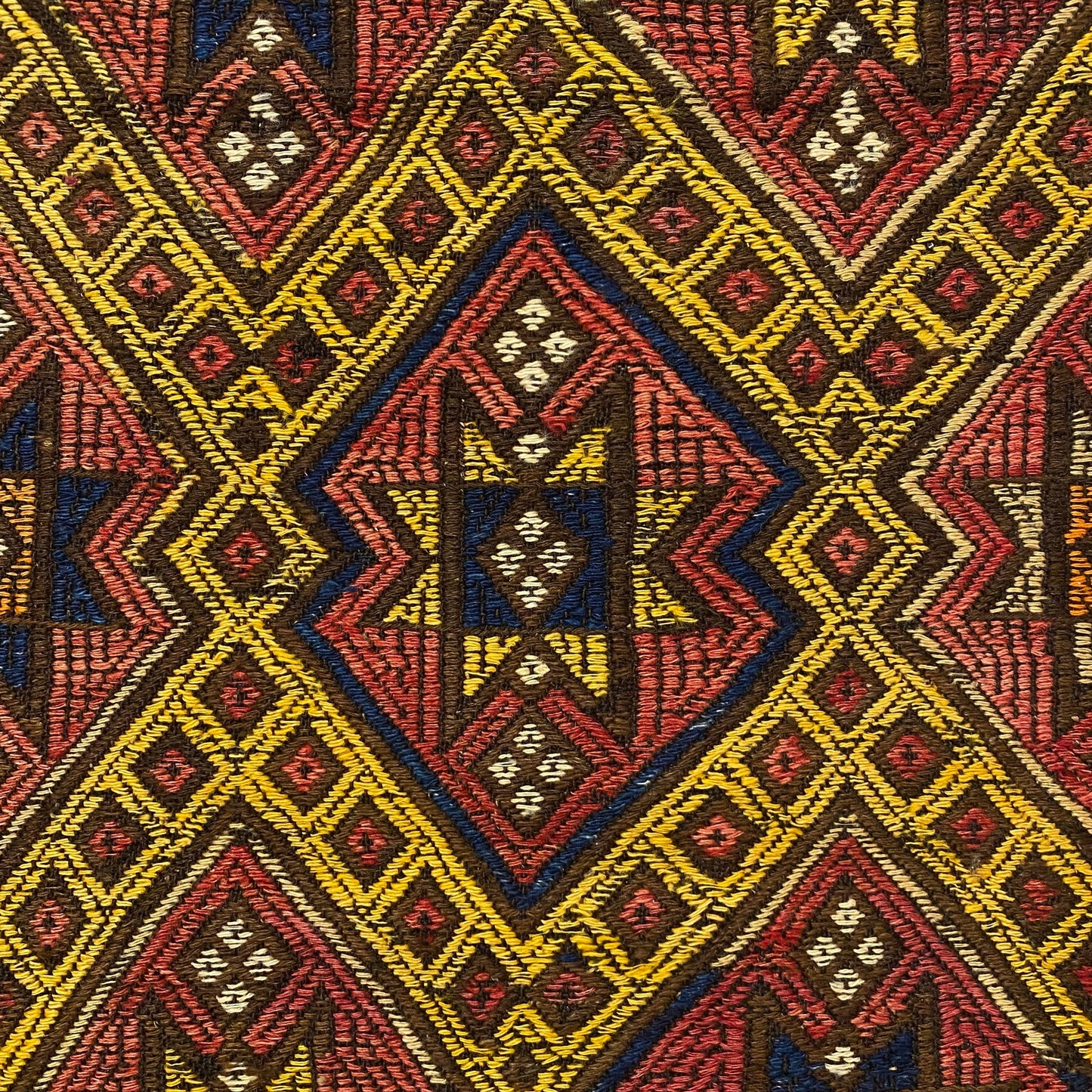 Large Tribal Hand Embroidered Area Kilim Rug - Kilim Art Gallery