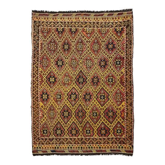 Large Tribal Hand Embroidered Area Kilim Rug - Kilim Art Gallery
