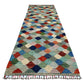 Modern Art Checkered Design Abstract Kilim Runner Rug - Kilim Art Gallery
