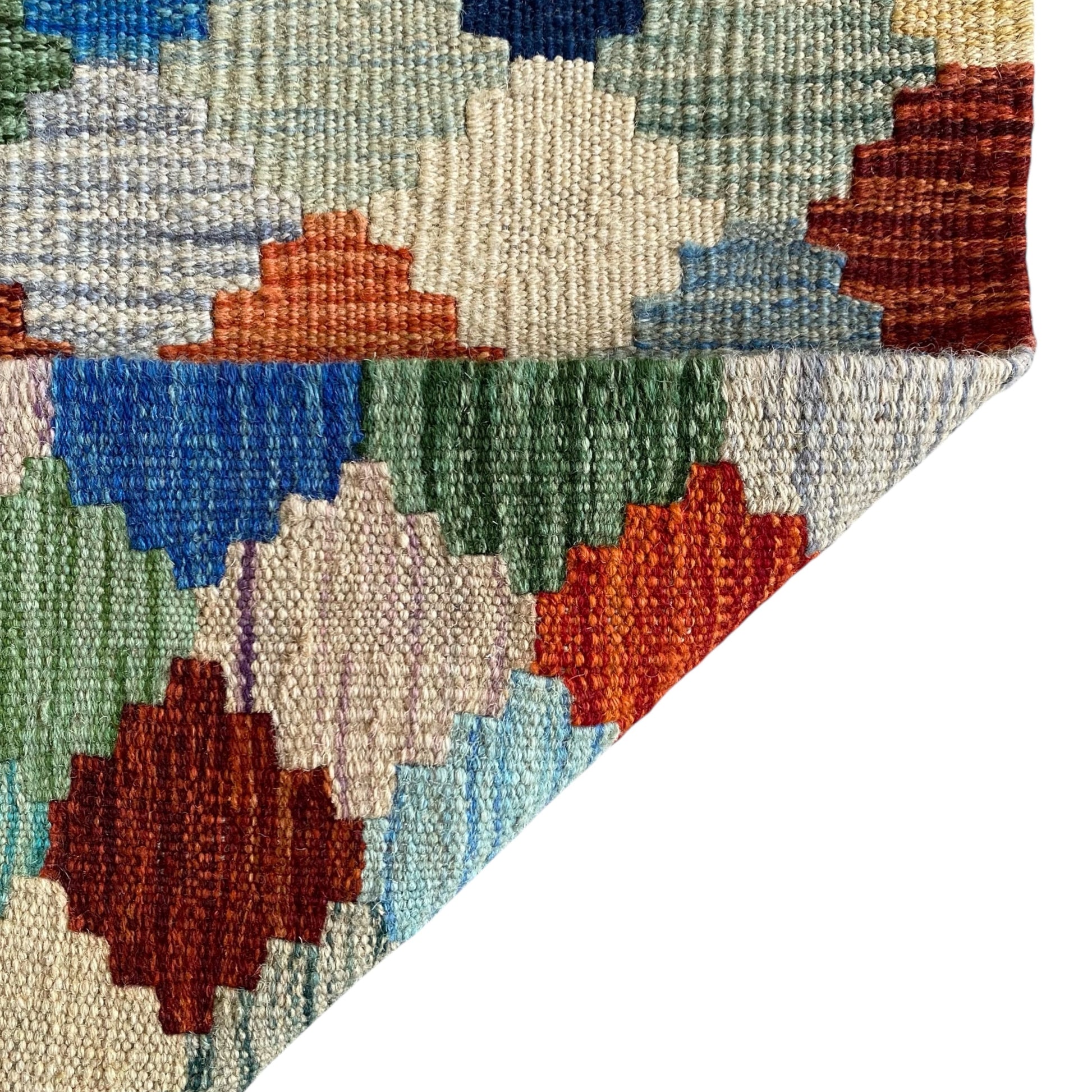 Modern Art Checkered Design Abstract Kilim Runner Rug - Kilim Art Gallery