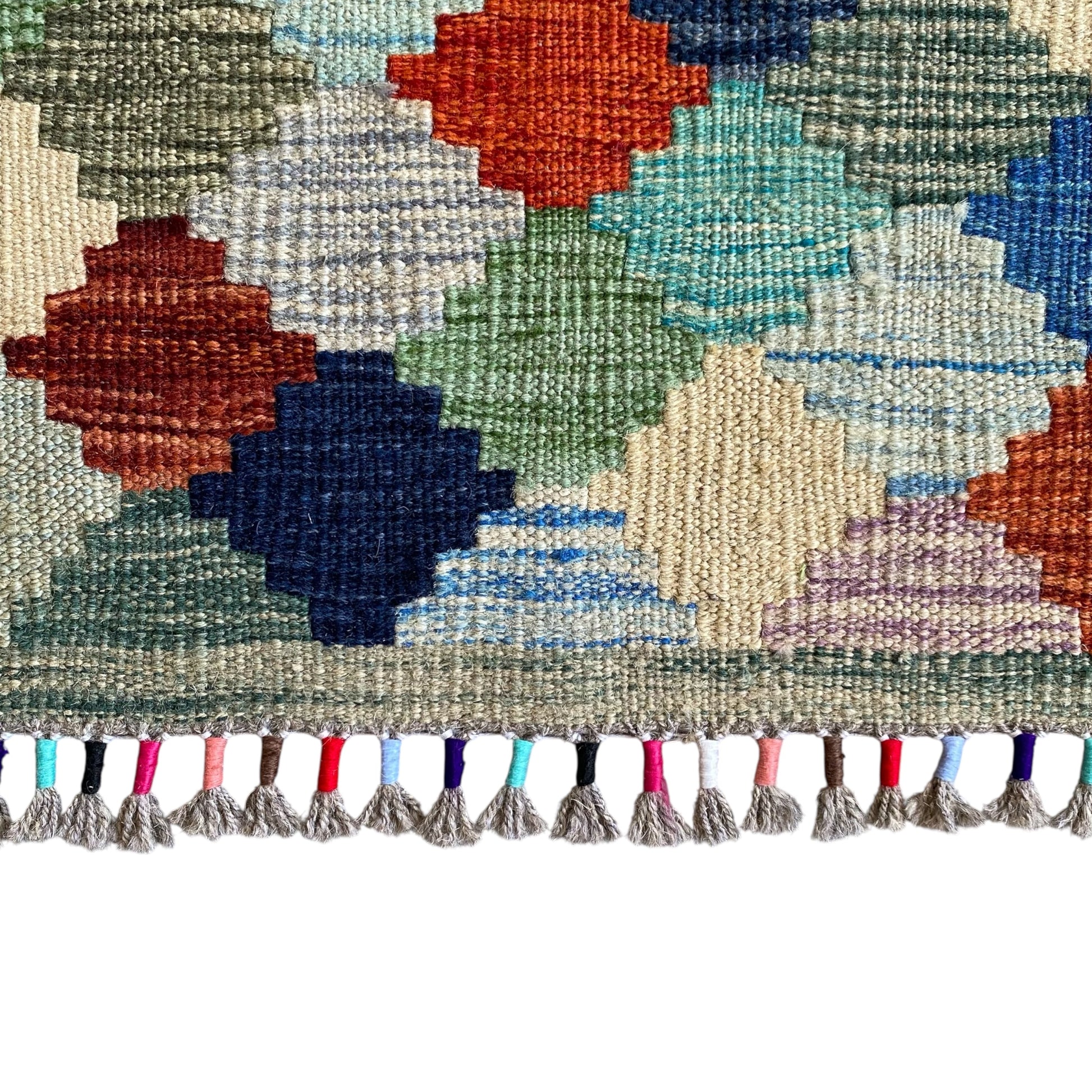 Modern Art Checkered Design Abstract Kilim Runner Rug - Kilim Art Gallery
