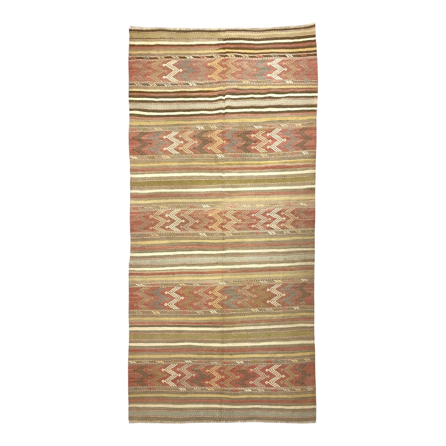 Muted Color Pastel Turkish Kilim Cicim Rug by Kilim Art Gallery - Kilim Art Gallery