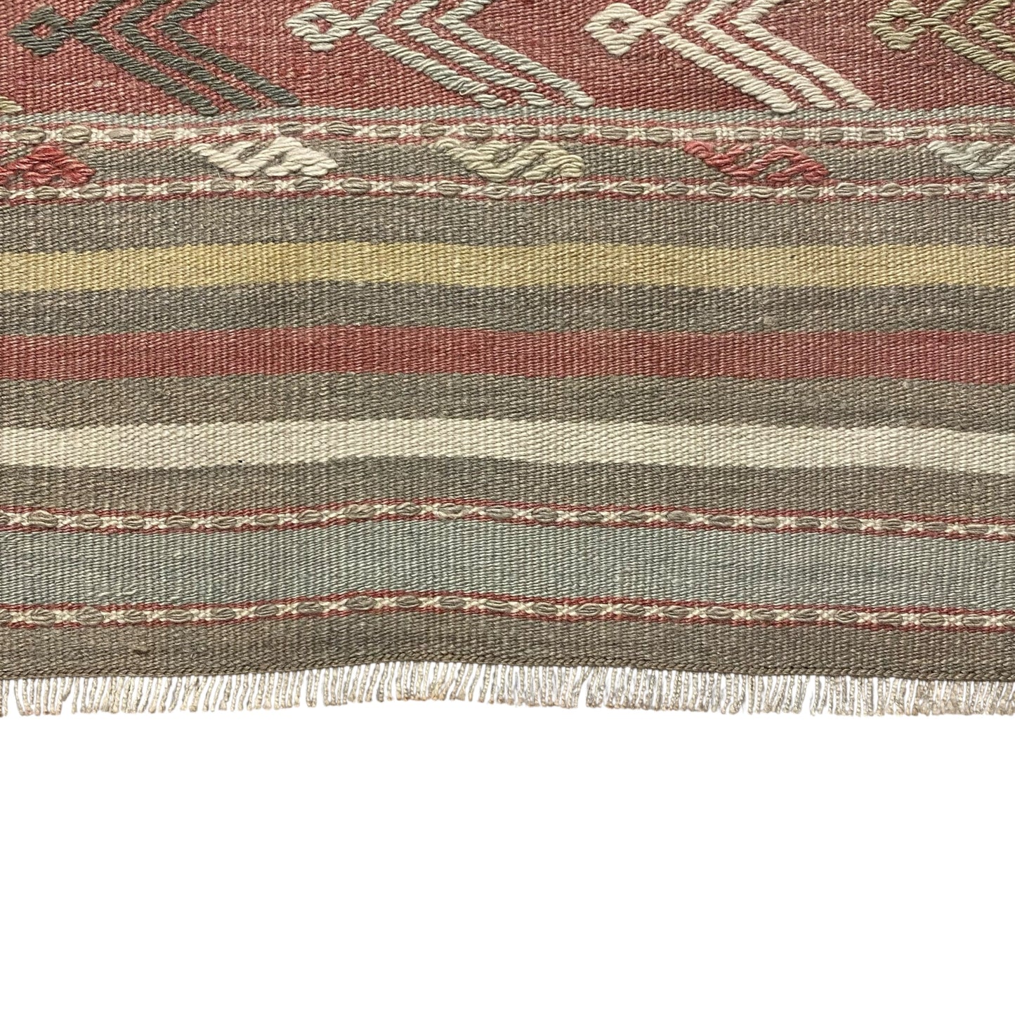 Muted Color Pastel Turkish Kilim Cicim Rug by Kilim Art Gallery - Kilim Art Gallery