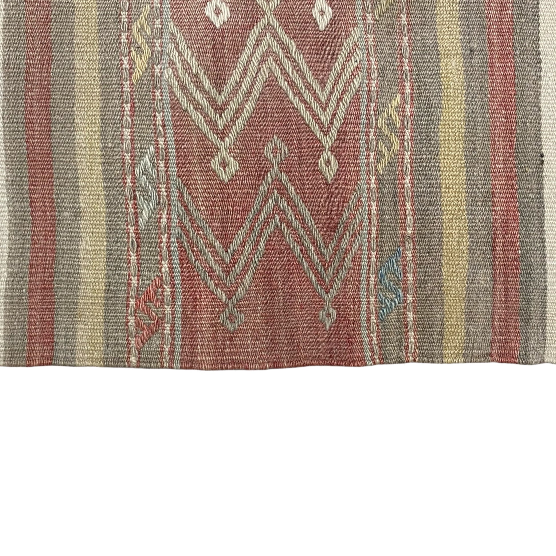 Muted Color Pastel Turkish Kilim Cicim Rug by Kilim Art Gallery - Kilim Art Gallery