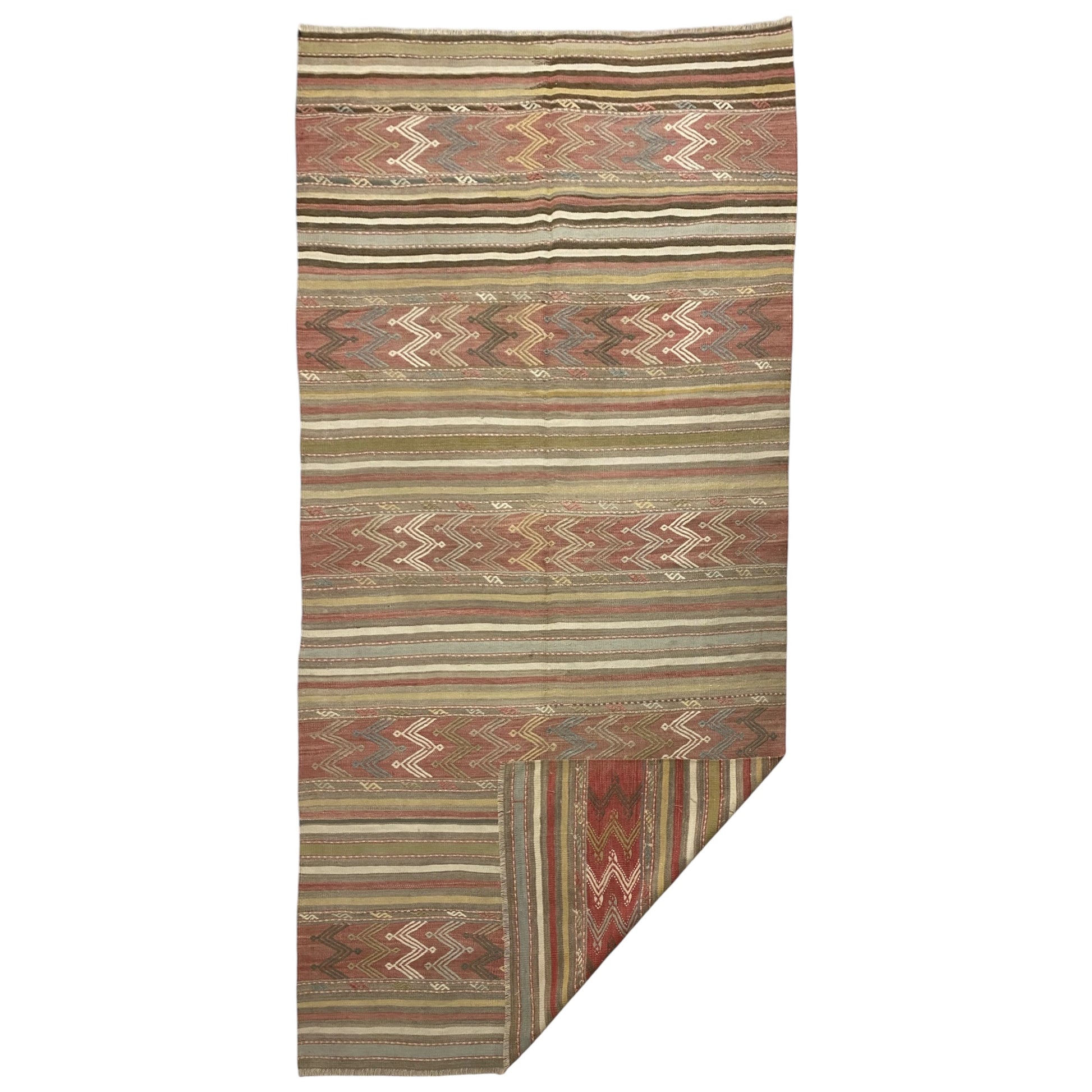 Muted Color Pastel Turkish Kilim Cicim Rug by Kilim Art Gallery - Kilim Art Gallery