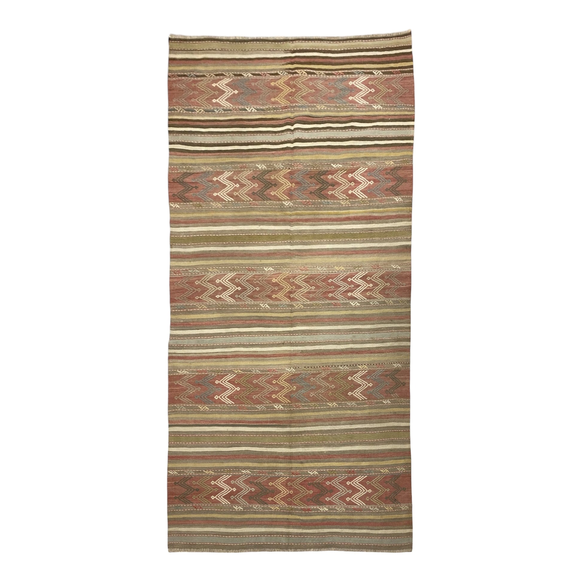 Muted Color Pastel Turkish Kilim Cicim Rug by Kilim Art Gallery - Kilim Art Gallery