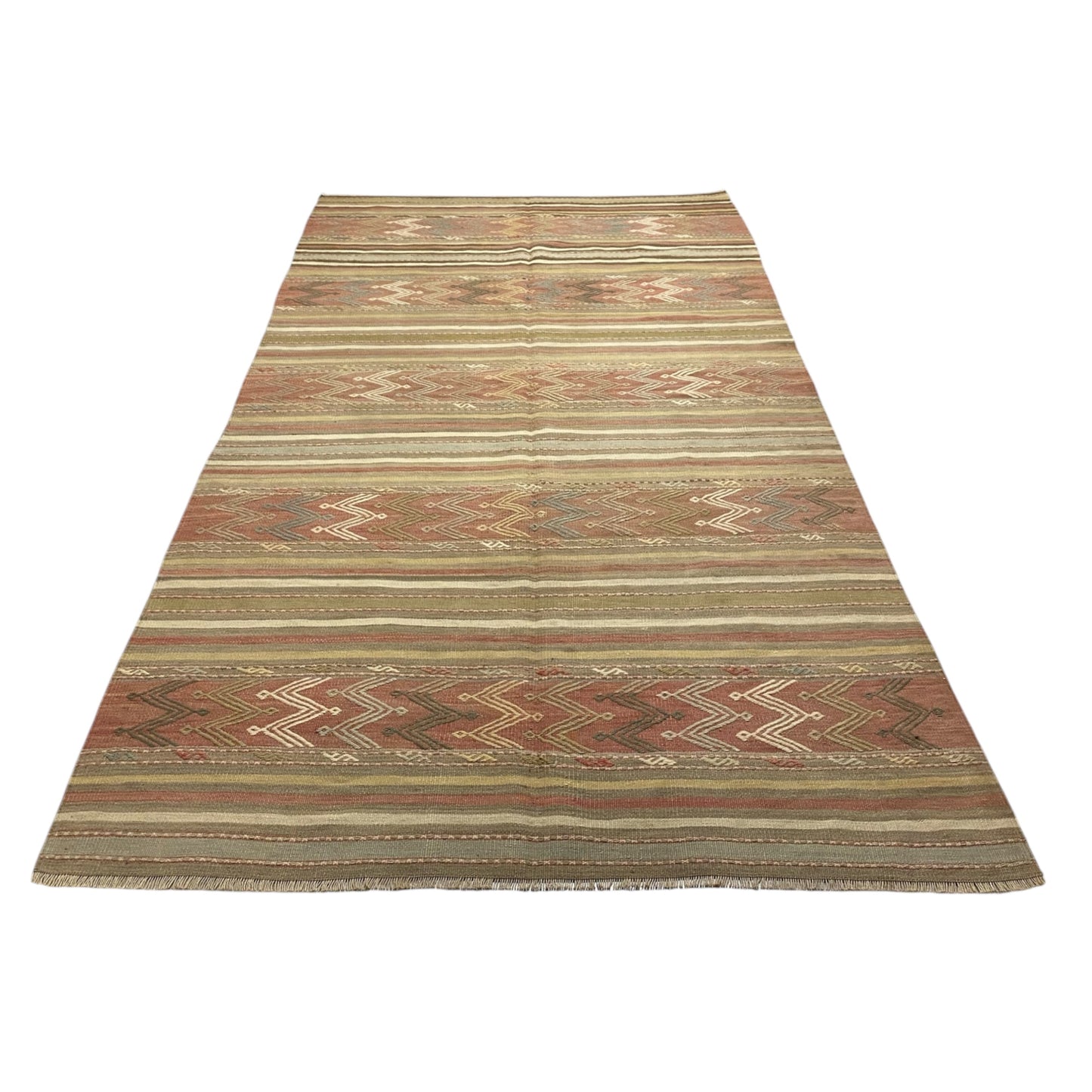Muted Color Pastel Turkish Kilim Cicim Rug by Kilim Art Gallery - Kilim Art Gallery