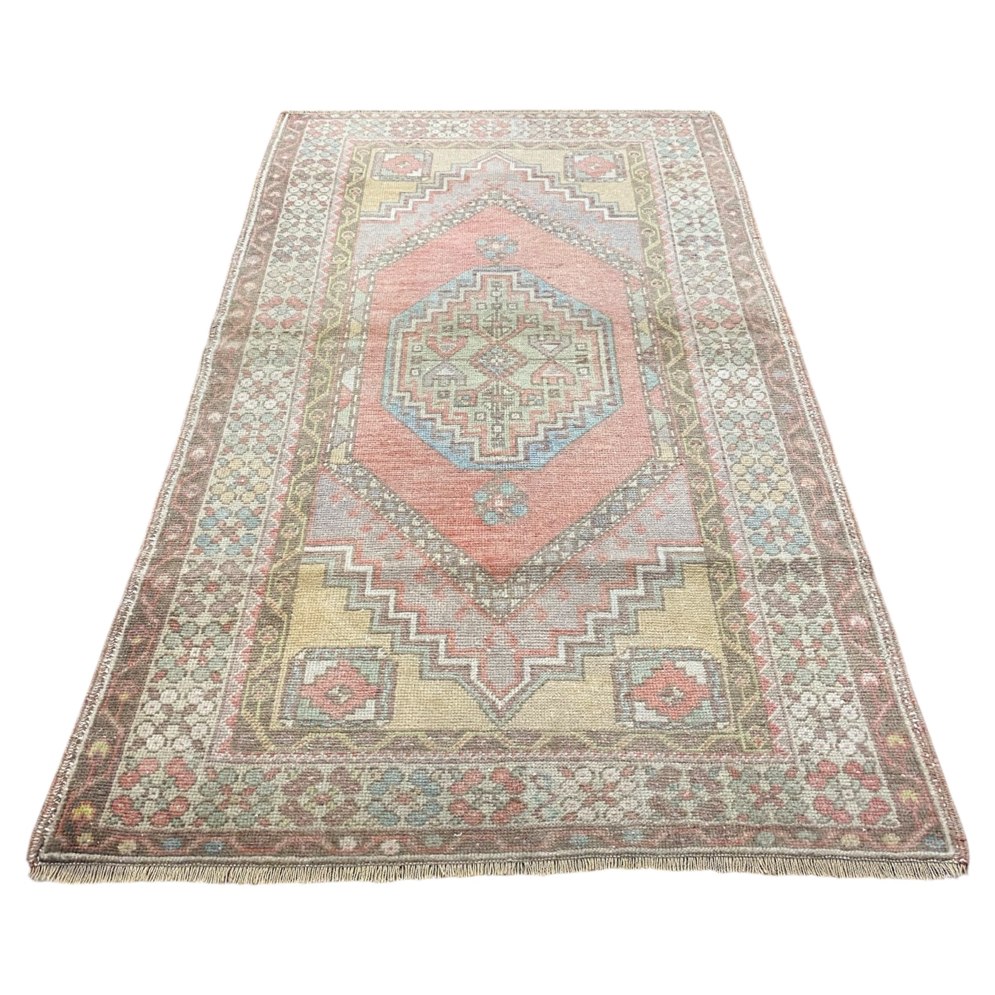 Muted Faded Color Turkish Oushak Rug