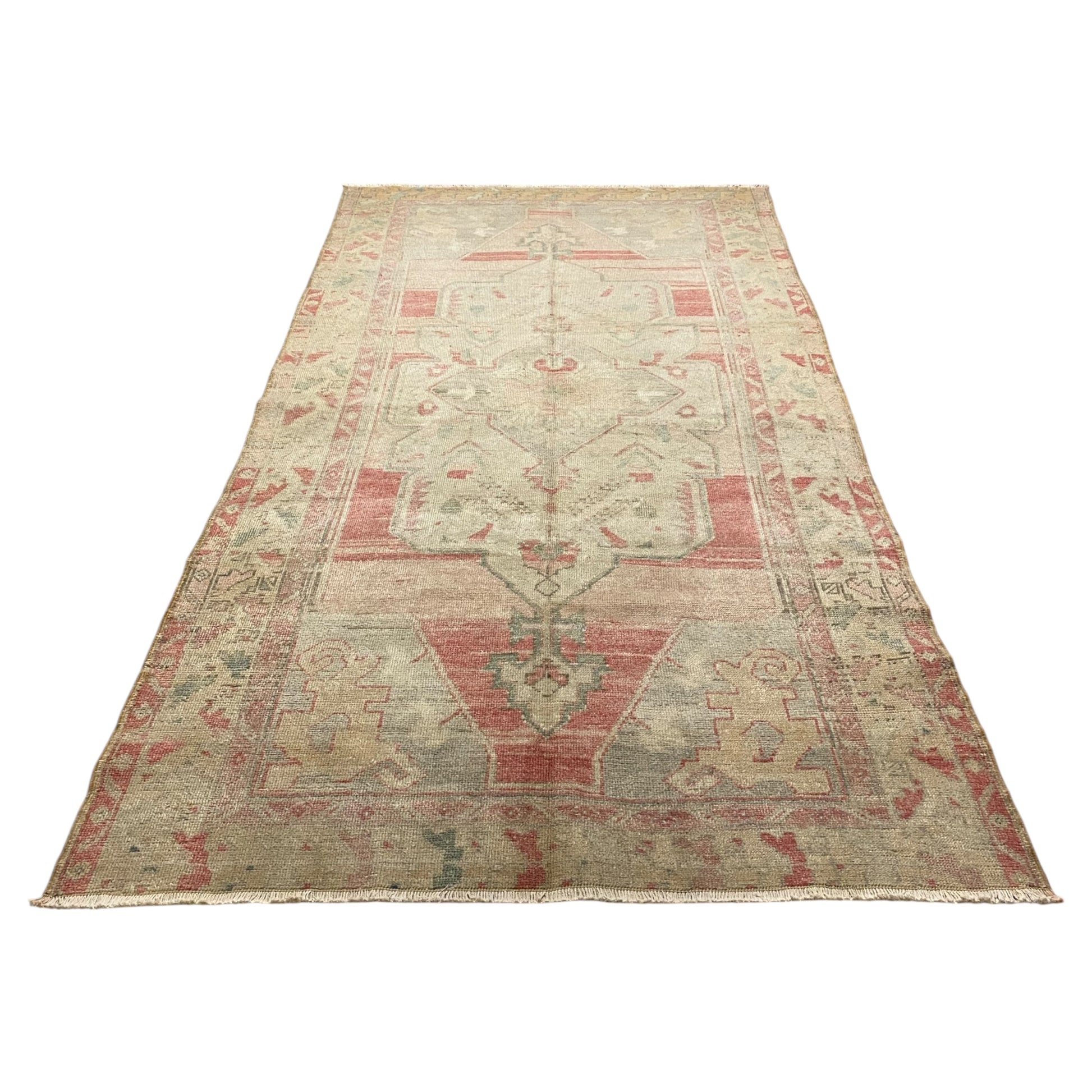 Muted Faded Turkish Oushak Rug with Soft Pastel Colors - Kilim Art Gallery