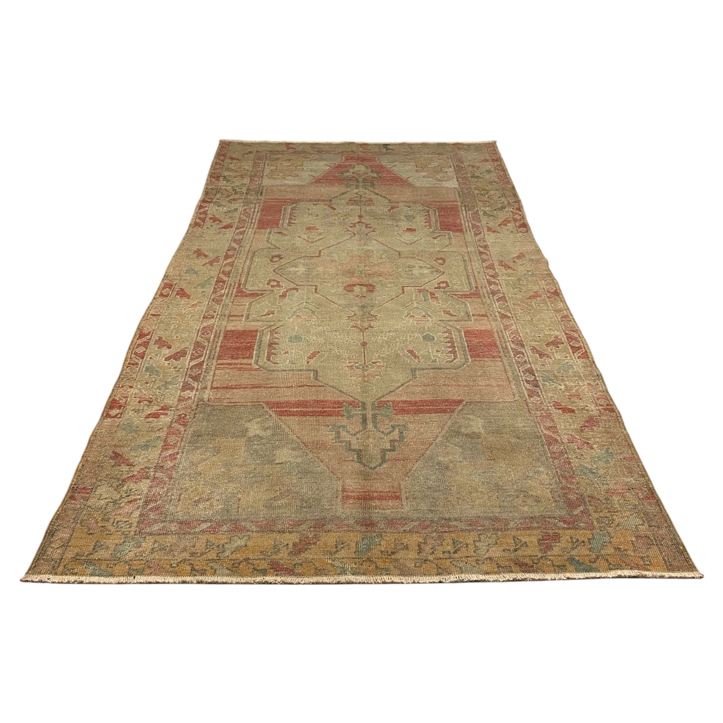 Muted Faded Turkish Oushak Rug with Soft Pastel Colors - Kilim Art Gallery