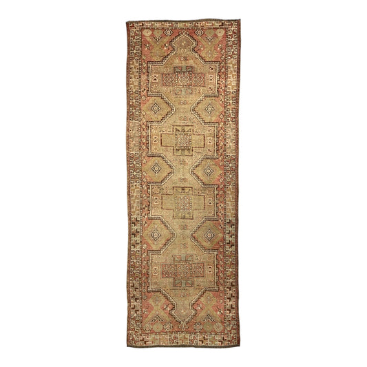 Muted Pastel Color Vintage Turkish Runner Rug - Kilim Art Gallery
