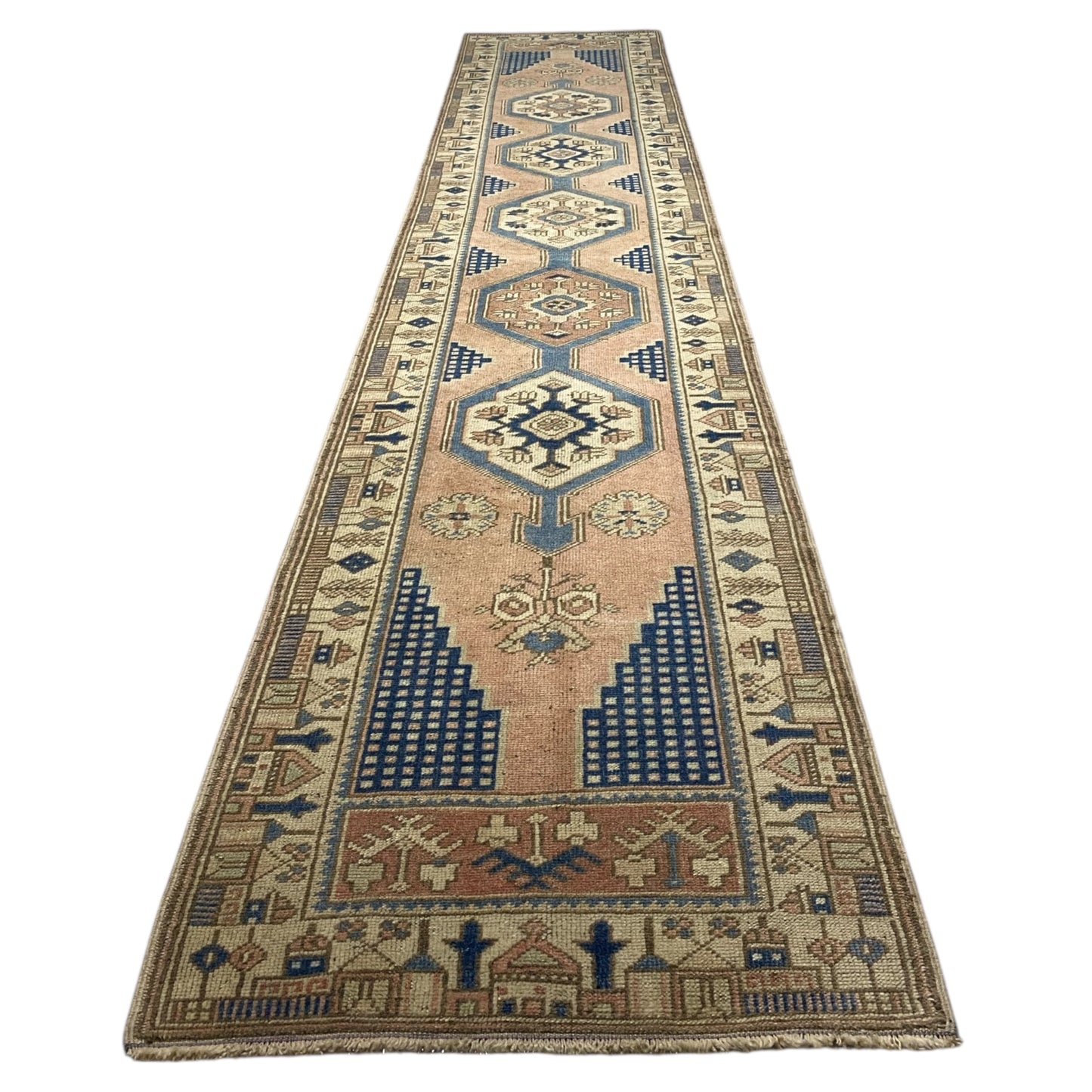 Muted Vintage Turkish Hallway / Kitchen Runner YAHYALI Rug - Kilim Art Gallery