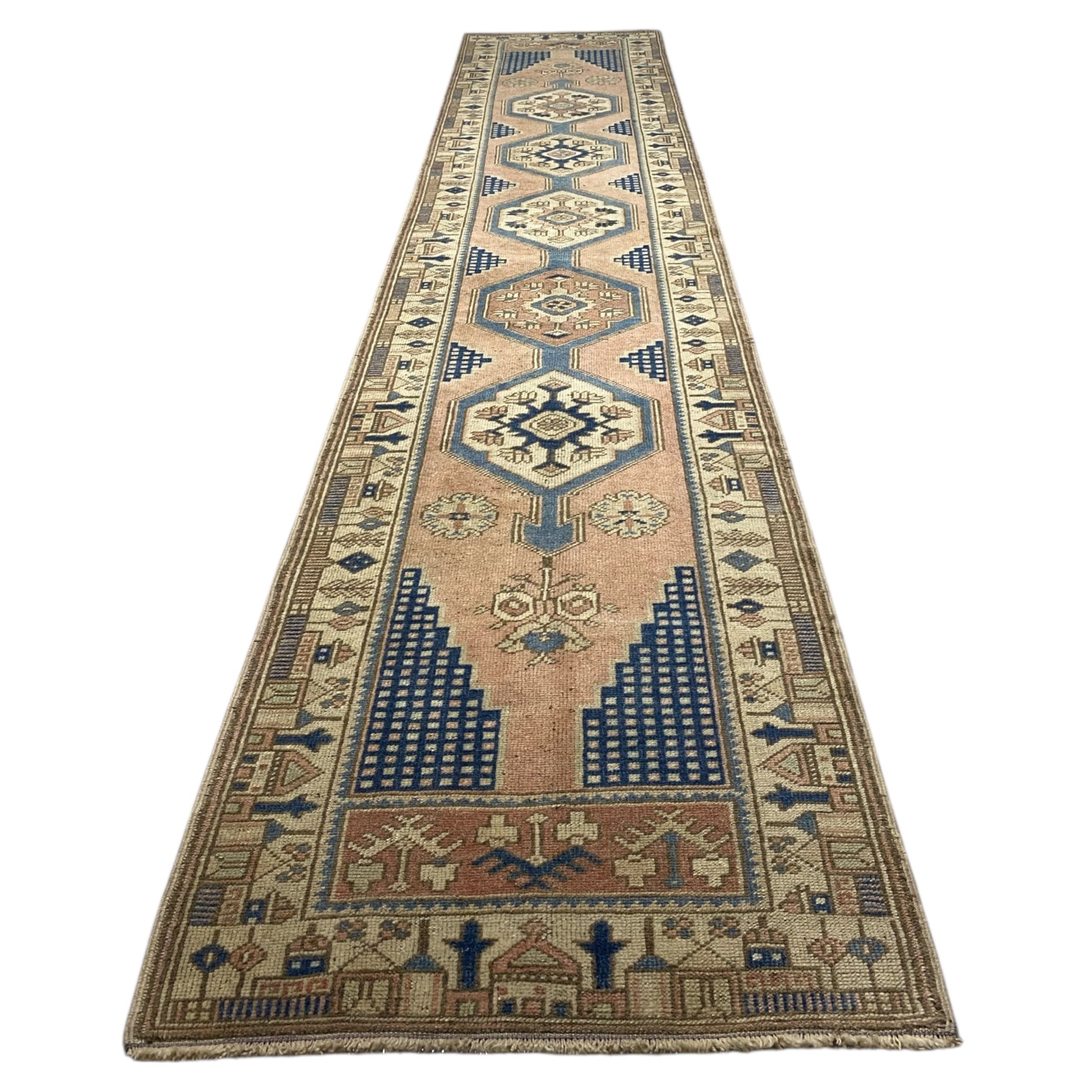 Muted Vintage Turkish Hallway / Kitchen Runner YAHYALI Rug - Kilim Art Gallery
