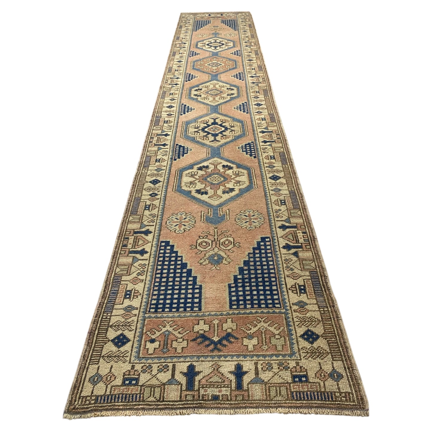 Muted Vintage Turkish Hallway / Kitchen Runner YAHYALI Rug - Kilim Art Gallery