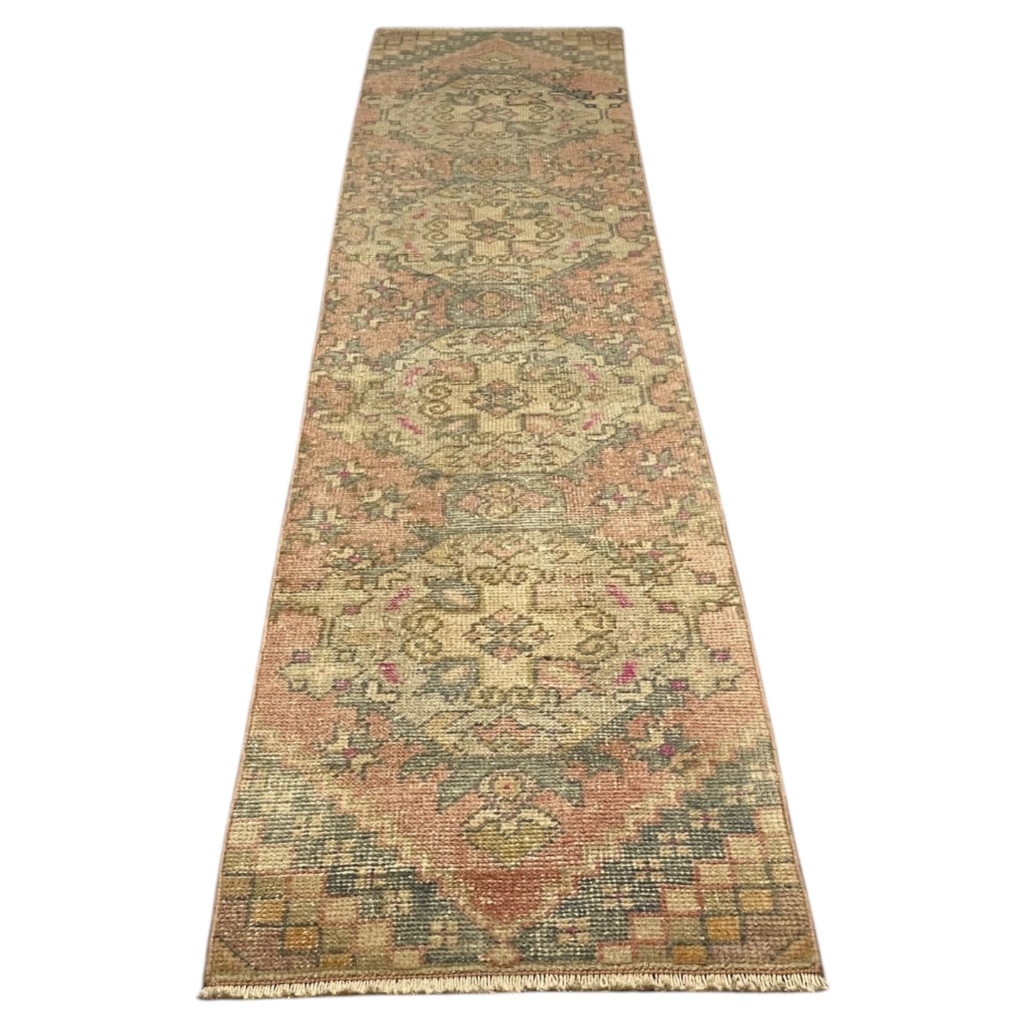 Narrow Vintage Turkish Oushak Runner Rug - Kilim Art Gallery