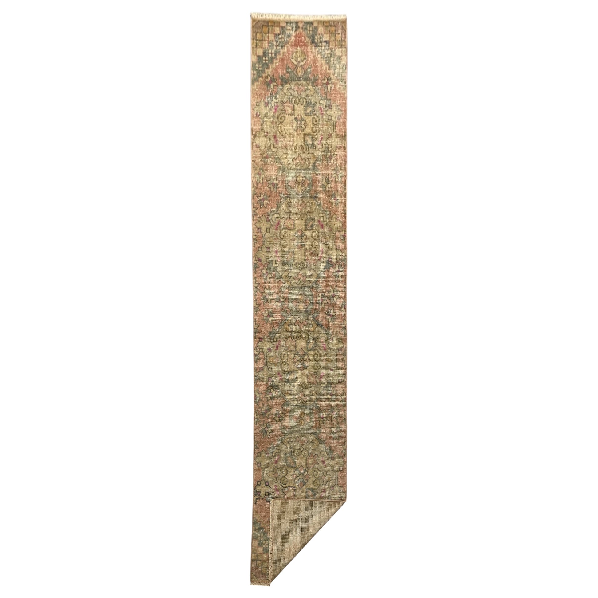 Narrow Vintage Turkish Oushak Runner Rug - Kilim Art Gallery