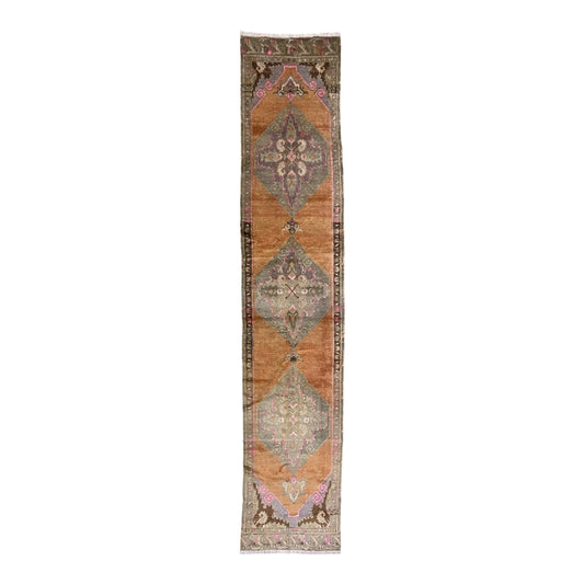 Narrow Vintage Turkish Oushak Runner Rug - Kilim Art Gallery