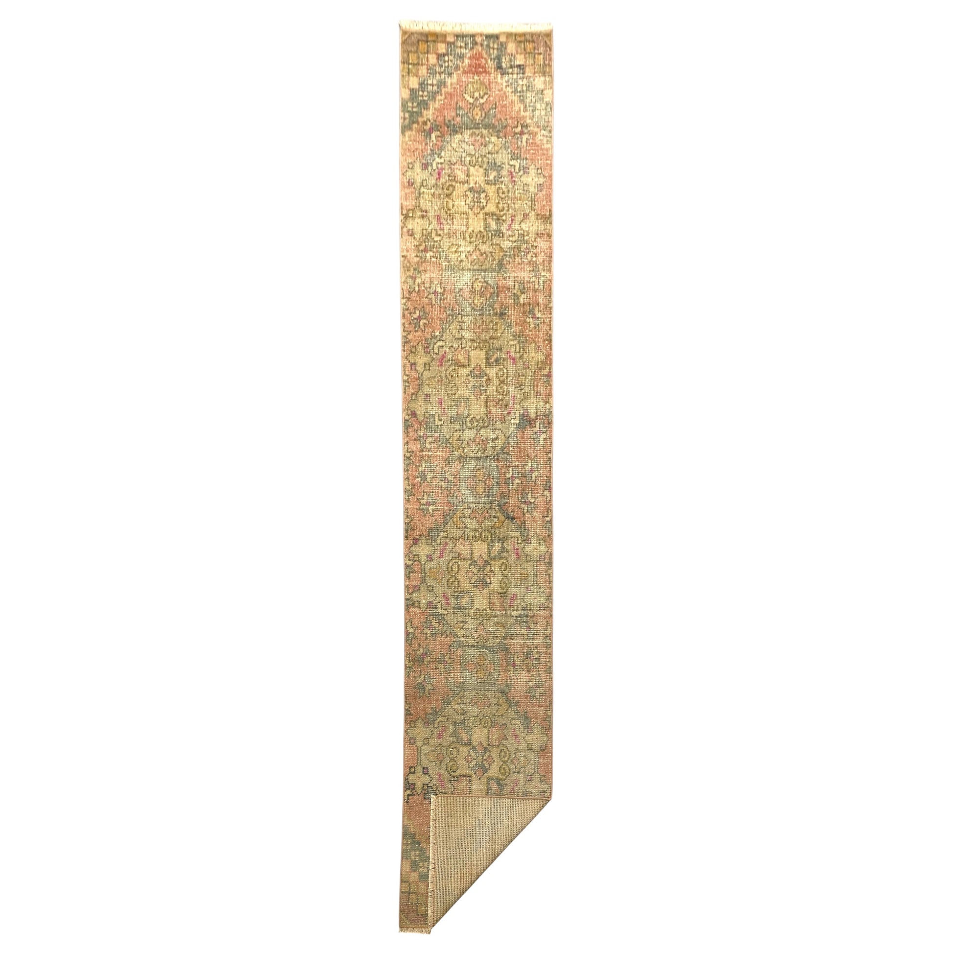 Narrow Vintage Turkish Oushak Runner Rug - Kilim Art Gallery