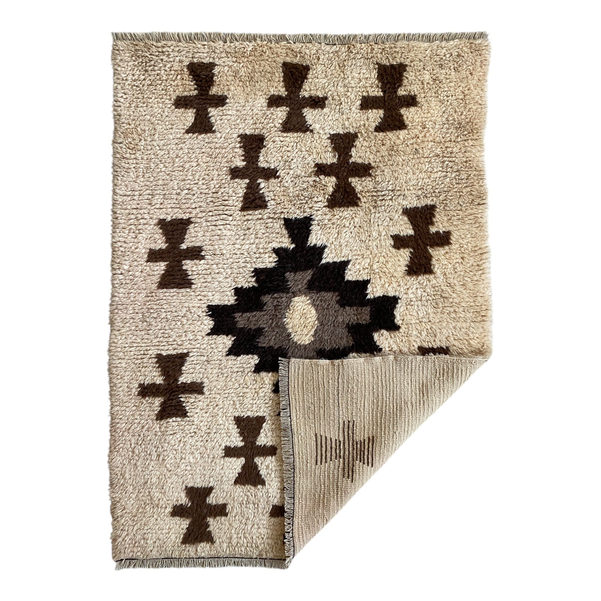 Natural Color Aztec Design Konya Karapinar Yatak Rug - Kilim Art Gallery