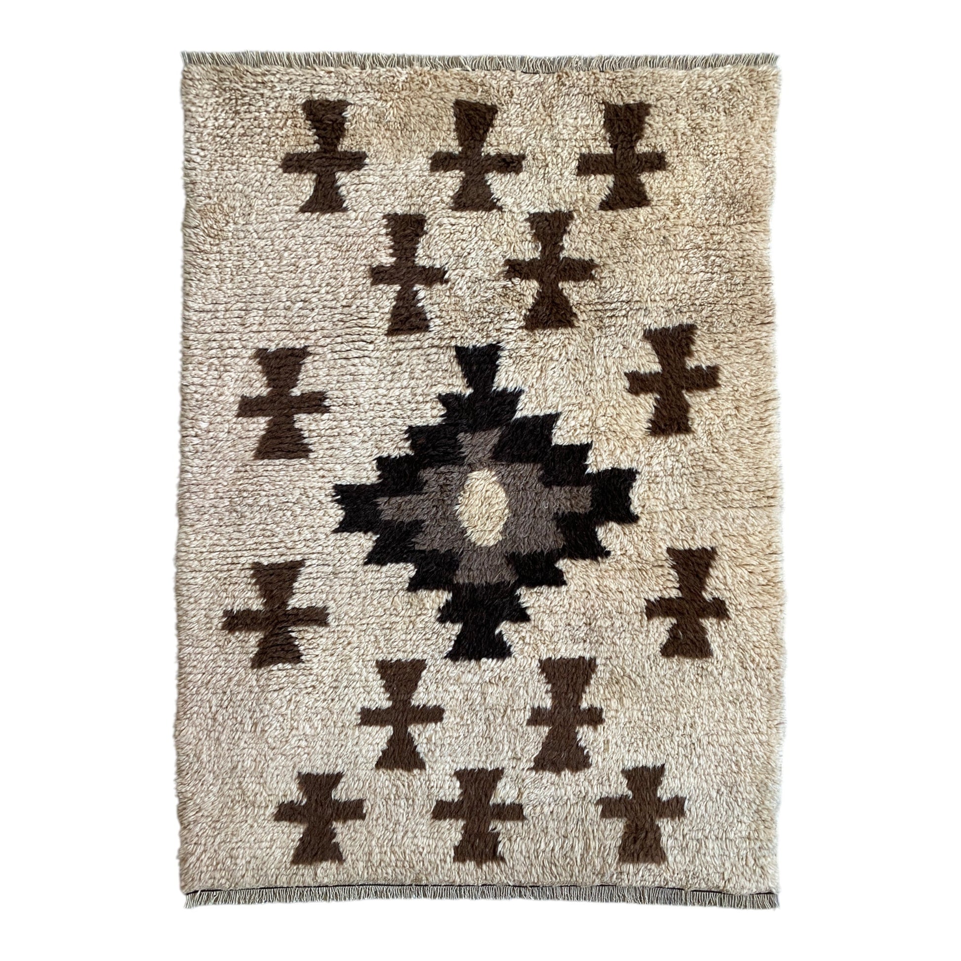 Natural Color Aztec Design Konya Karapinar Yatak Rug - Kilim Art Gallery