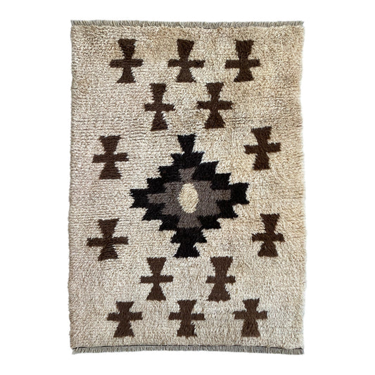 Natural Color Aztec Design Konya Karapinar Yatak Rug - Kilim Art Gallery