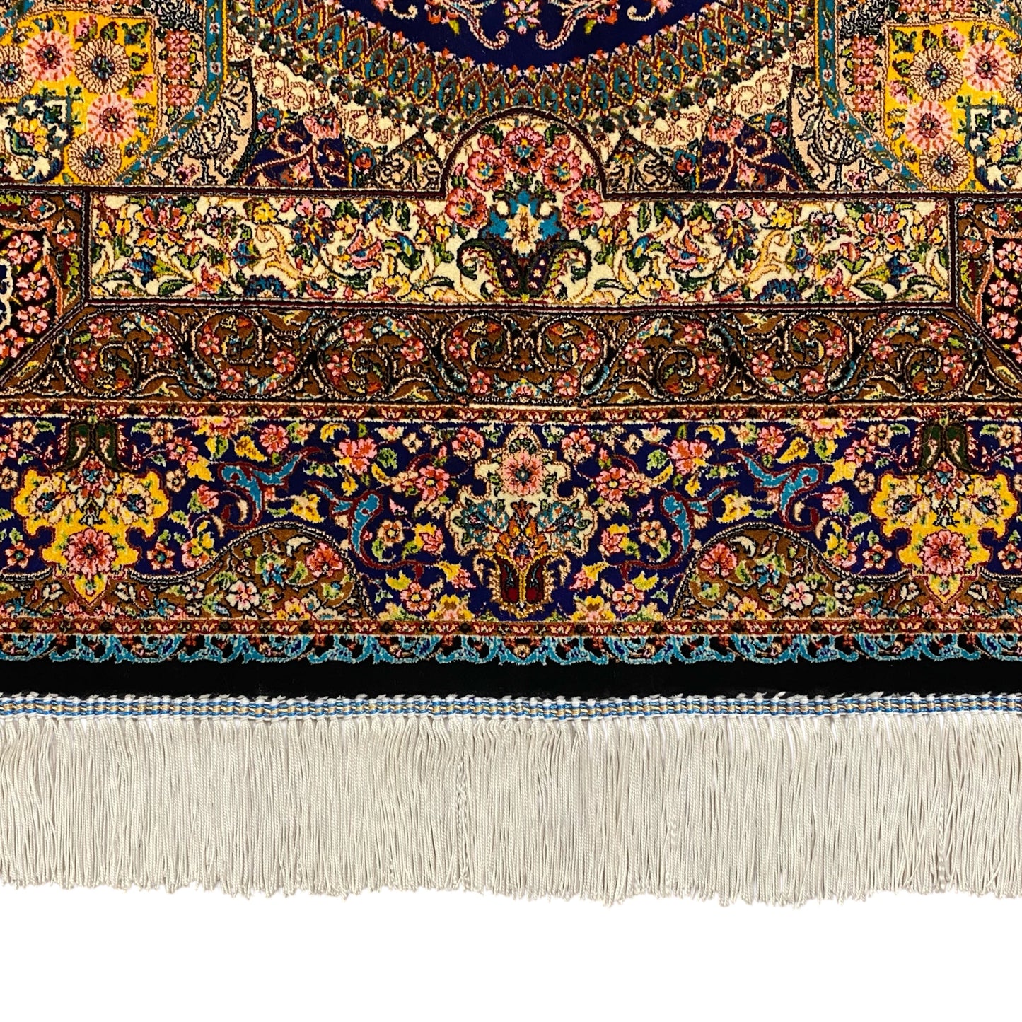 Navy Blue Hereke Modal Silk Rug - Kilim Art Gallery