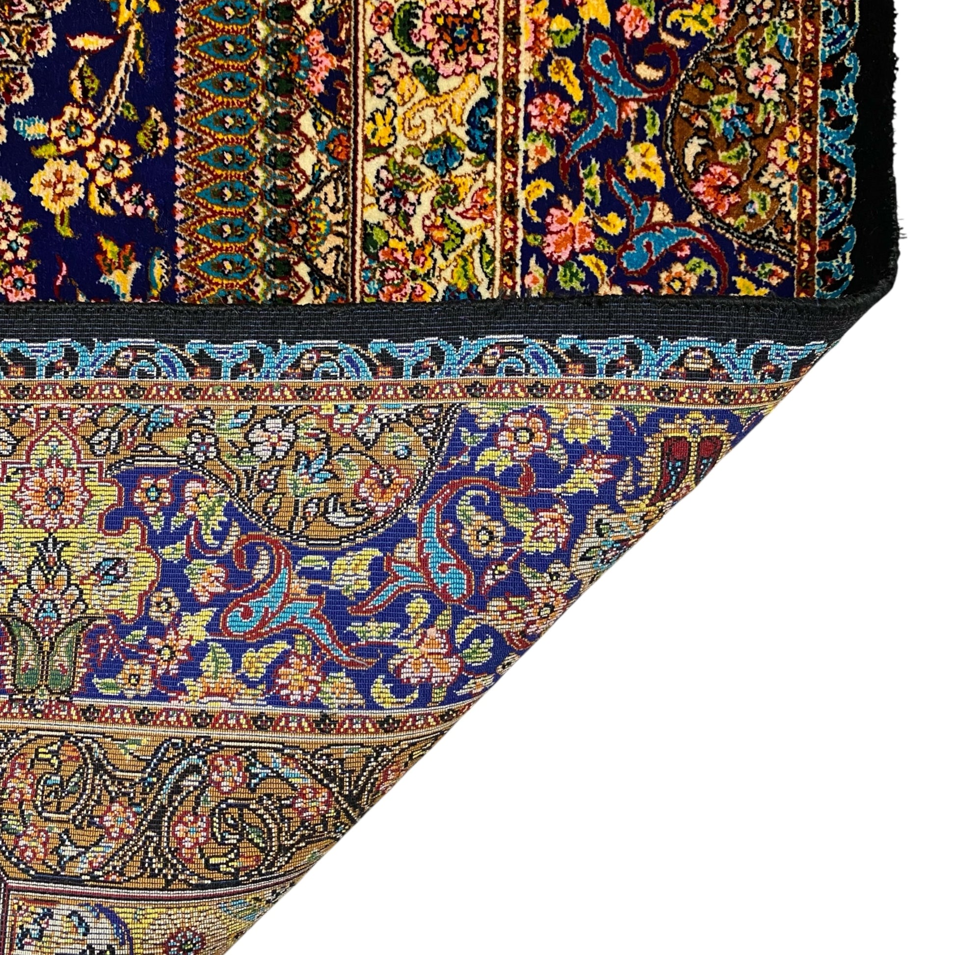 Navy Blue Hereke Modal Silk Rug - Kilim Art Gallery