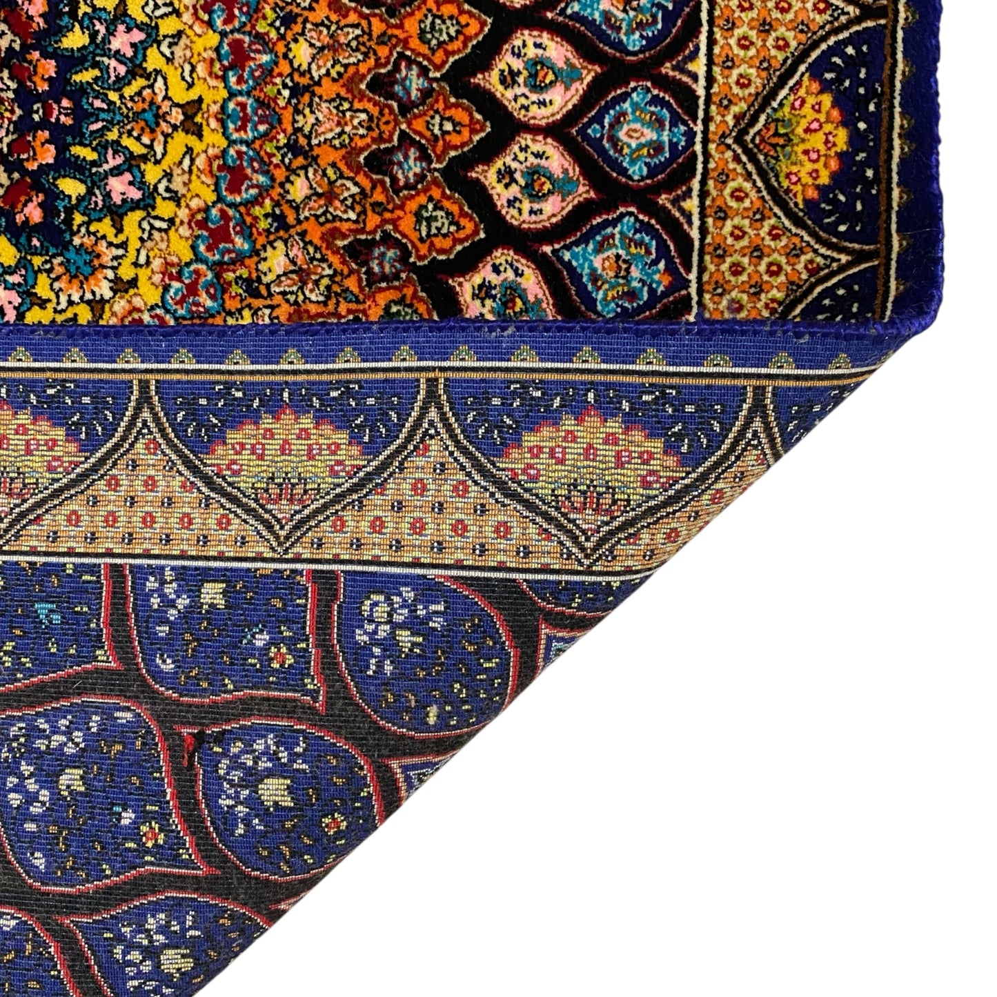 Navy Blue Peacock Silk Rug - Kilim Art Gallery