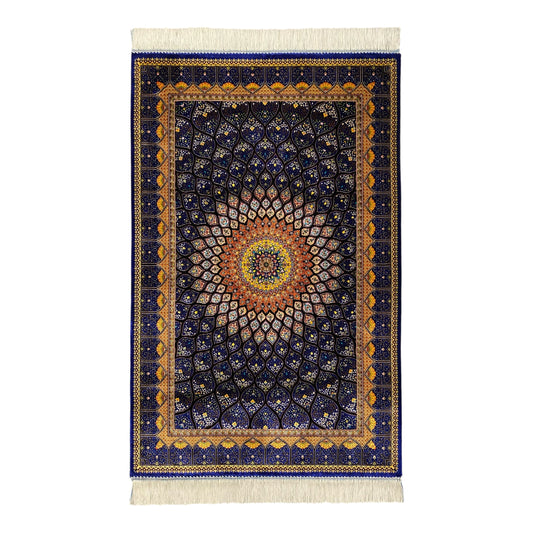 Navy Blue Silk Rug - Kilim Art Gallery