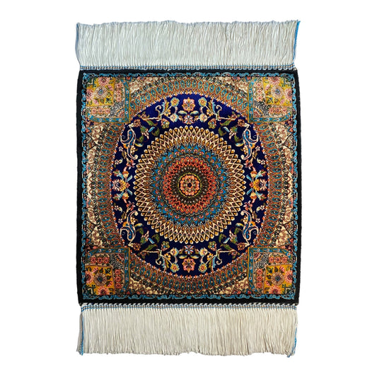 Navy Blue Silk Rug Carpet Wall Hanging - Kilim Art Gallery