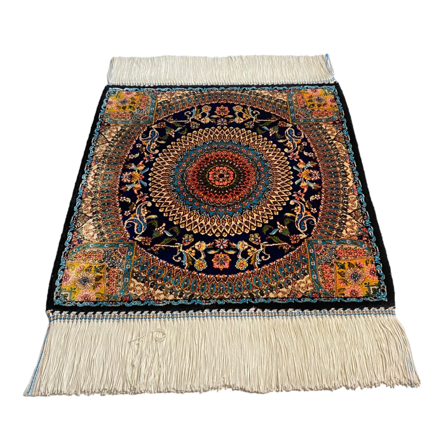 Navy Blue Silk Rug Carpet Wall Hanging - Kilim Art Gallery