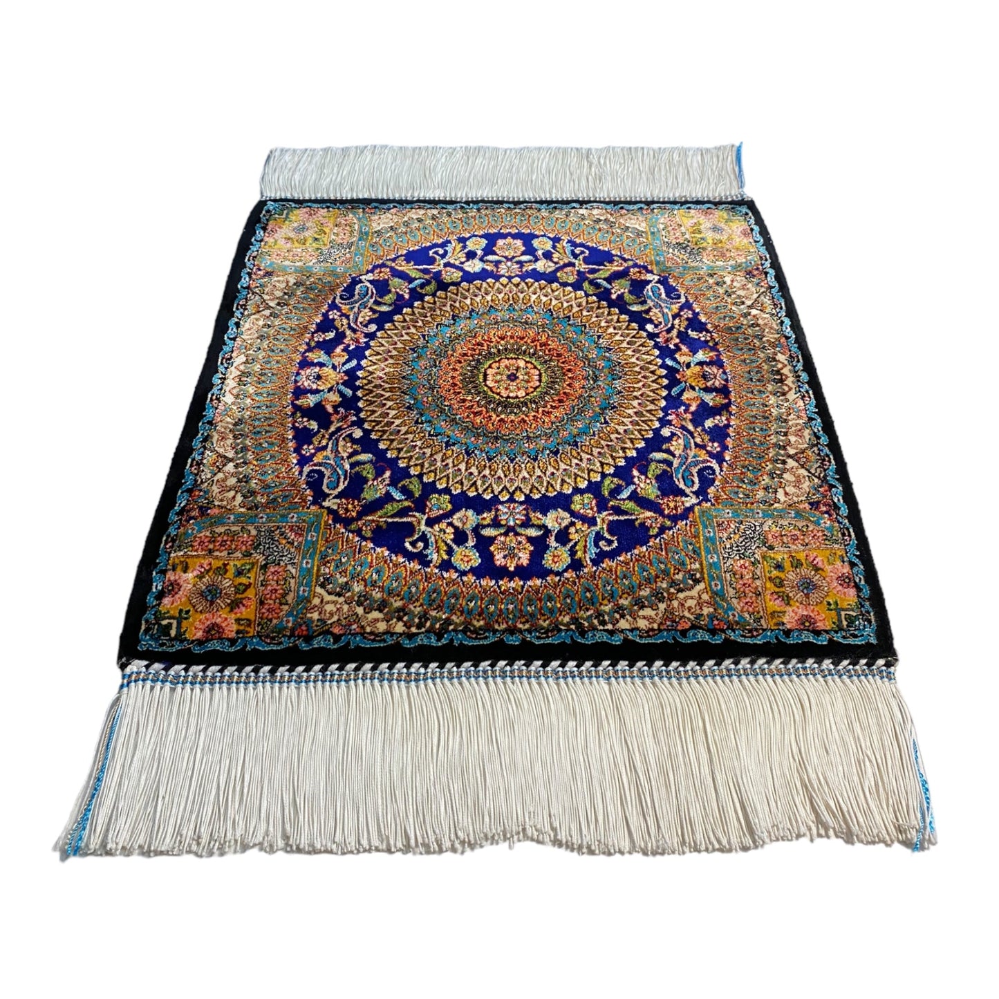 Navy Blue Silk Rug Carpet Wall Hanging - Kilim Art Gallery