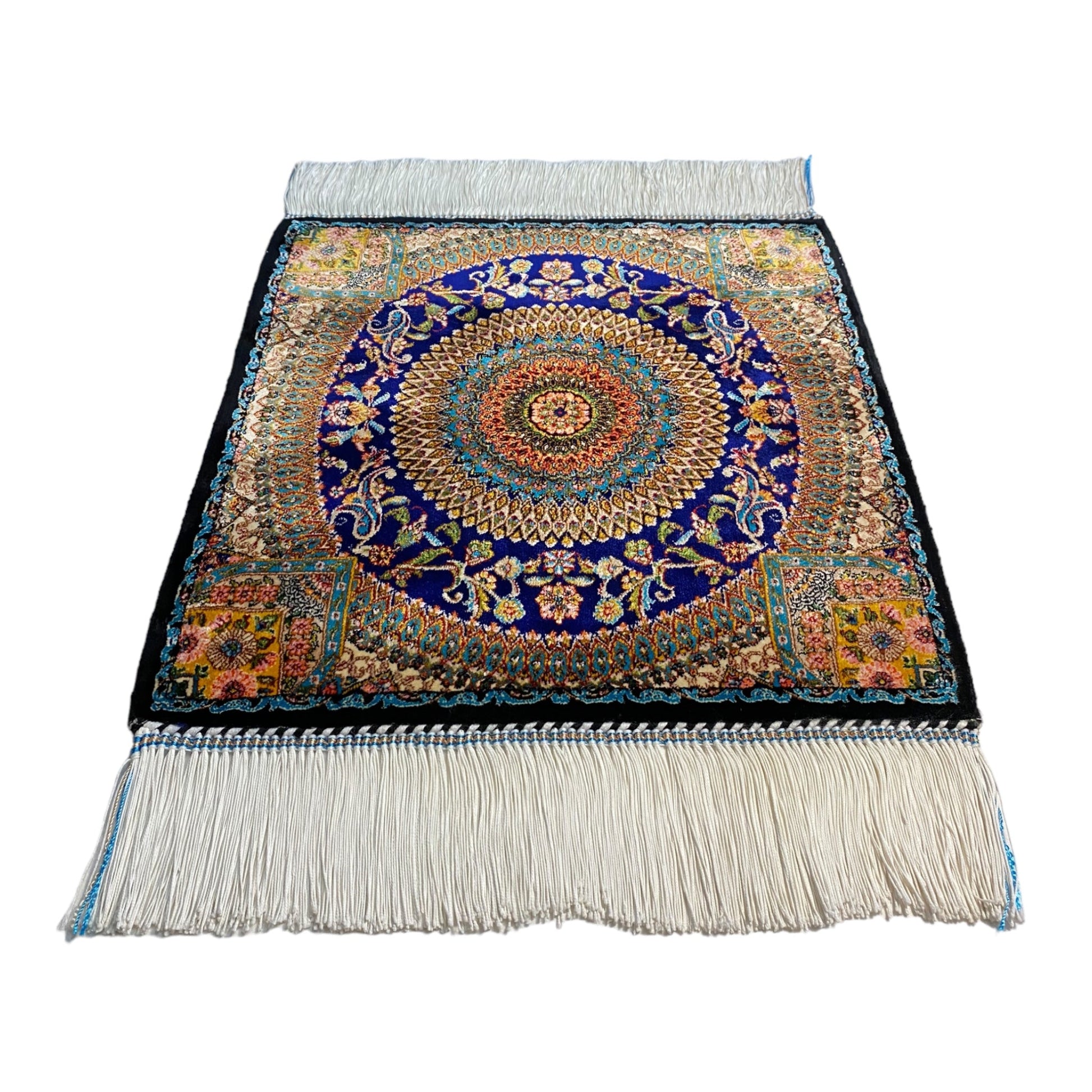 Navy Blue Silk Rug Carpet Wall Hanging - Kilim Art Gallery