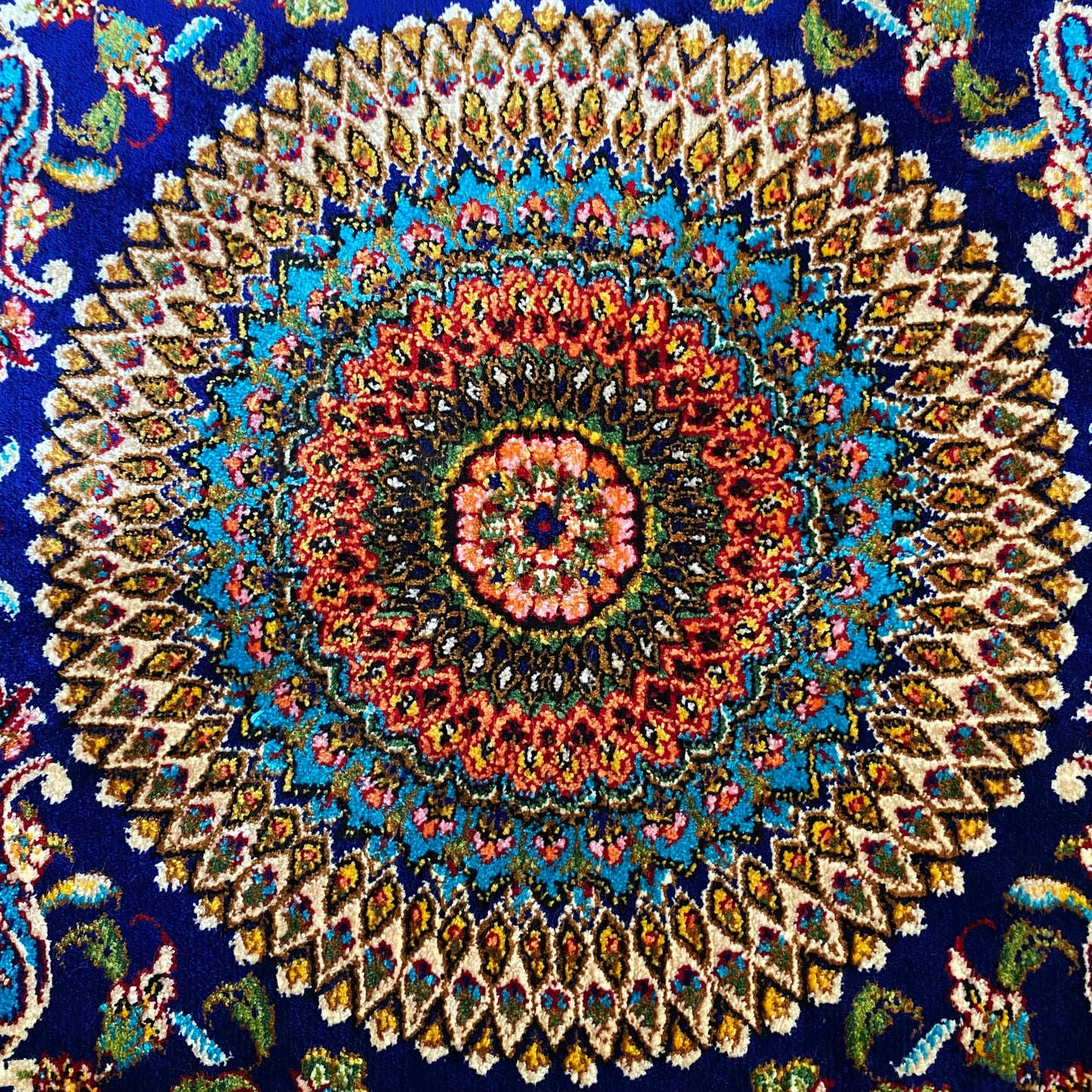 Navy Blue Silk Rug Carpet Wall Hanging - Kilim Art Gallery