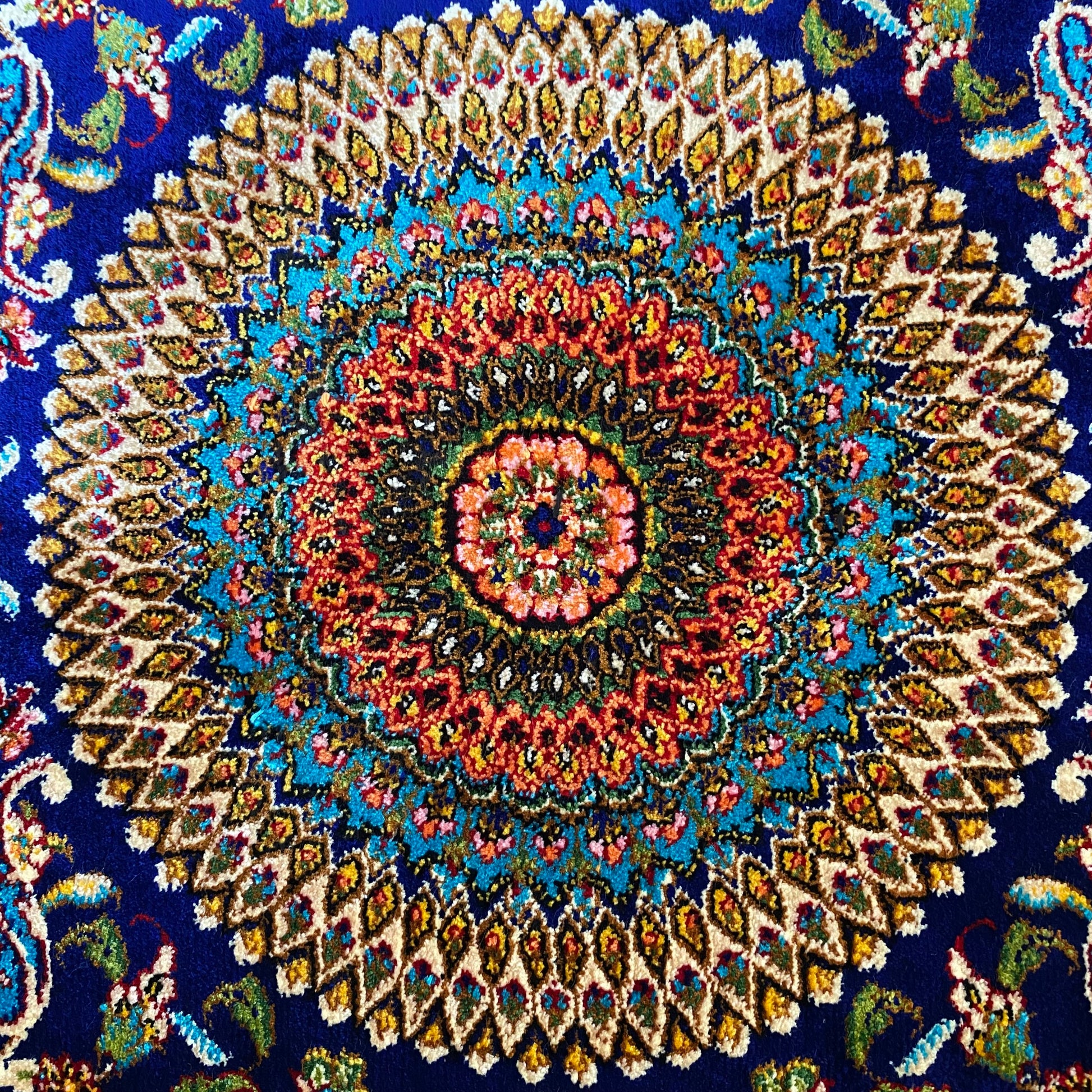 Navy Blue Silk Rug Carpet Wall Hanging - Kilim Art Gallery