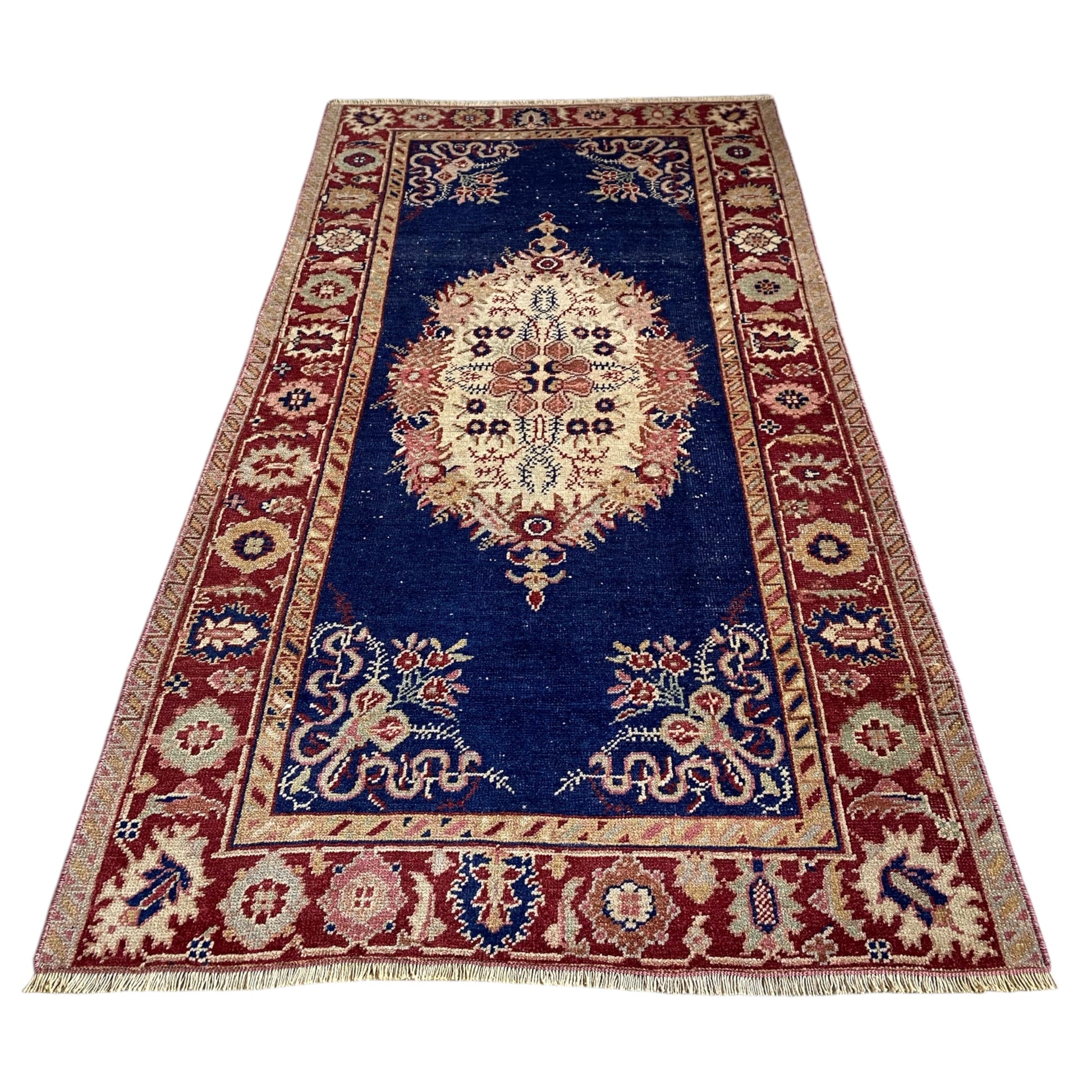 Navy Blue Turkish Güney Carpet Rug - Kilim Art Gallery