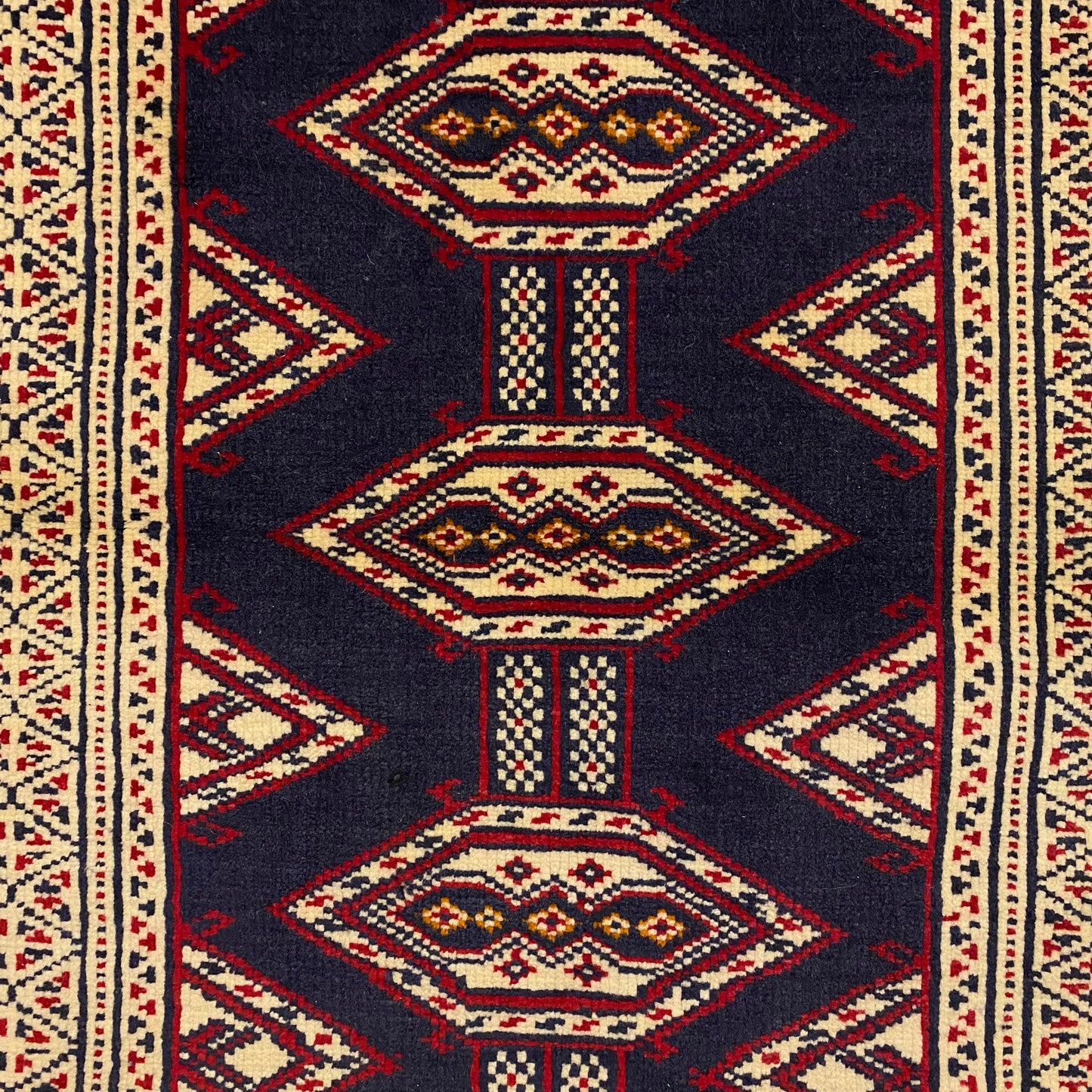 Navy Blue Turkmen Sultan Buhara Small Rug - Kilim Art Gallery