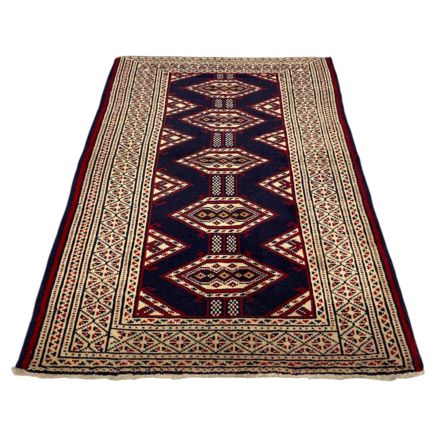 Navy Blue Turkmen Sultan Buhara Small Rug - Kilim Art Gallery