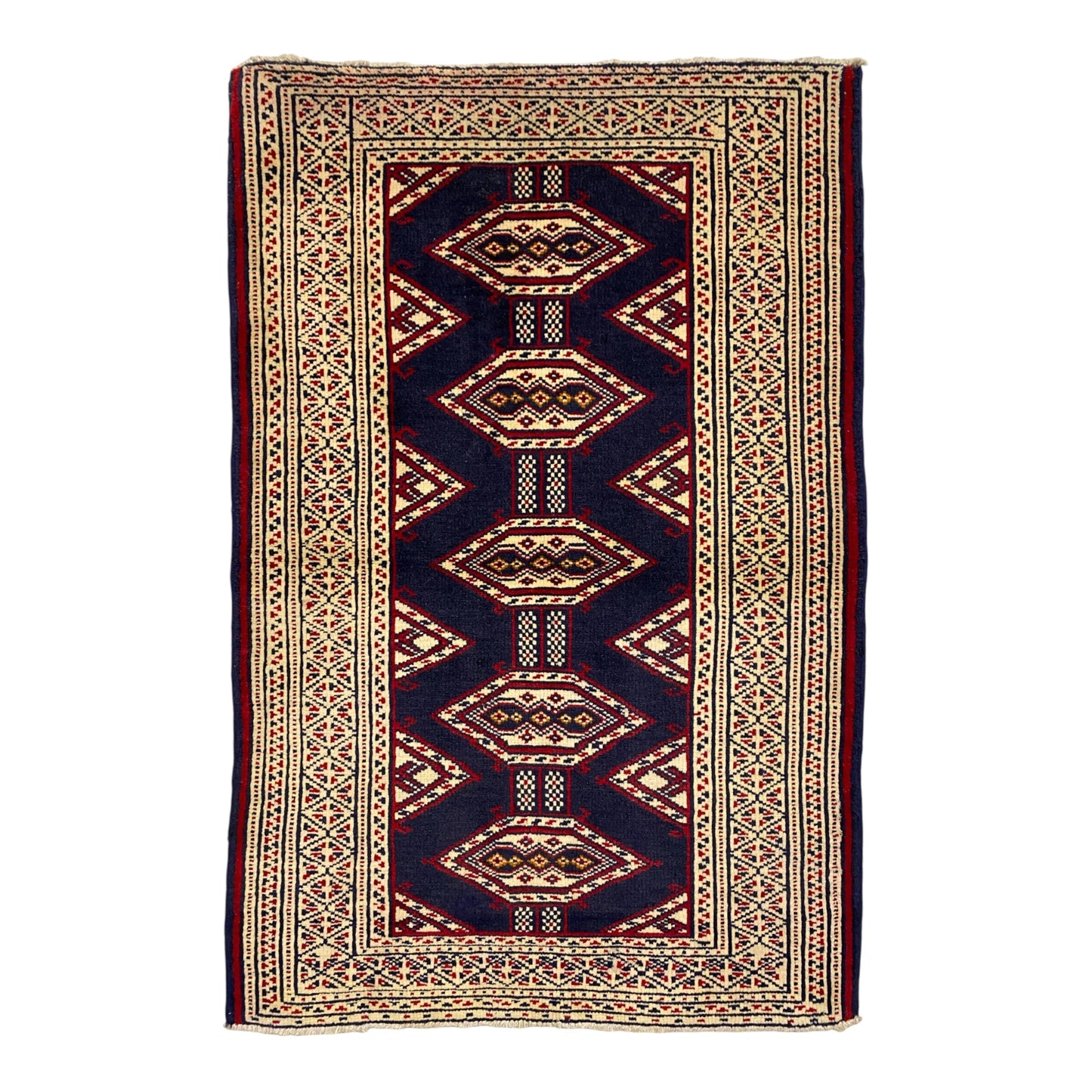 Navy Blue Turkmen Sultan Buhara Small Rug - Kilim Art Gallery
